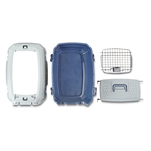 Amazon Basics Hard-Sided Cat Carrier, Two-Door Top-Load Pet Dog/Cat Travel Box Carrier, Blue, 58 L x 38 W x 33 H cm