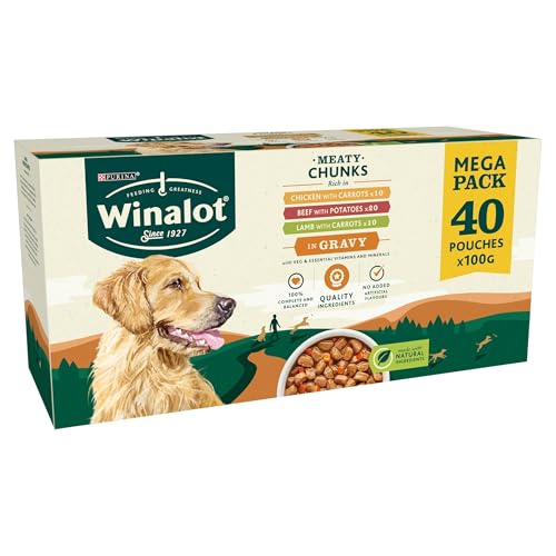 WINALOT Meaty Chunks Mixed in Gravy Wet Dog Food 40x100g