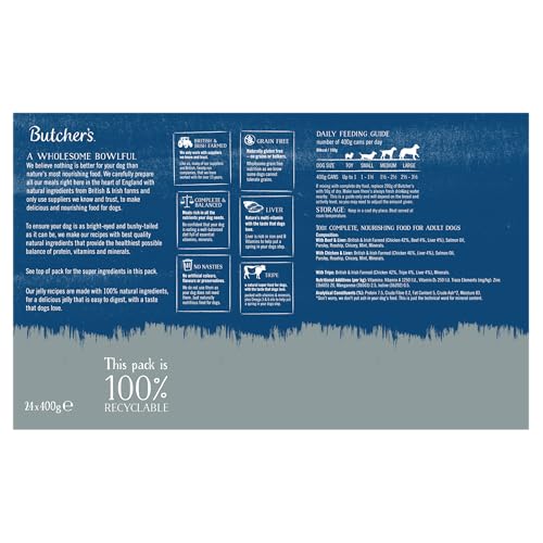 Butcher's Recipes in Jelly Dog Food Tins Variety Pack 24x400g