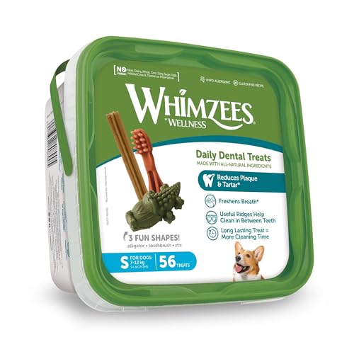 WHIMZEES By Wellness Variety Box Dental, Mixed Shapes, Size S, 56 Pieces, Natural and Grain Free Dog Chews, Dog Dental Sticks for Small Breeds, No Added Sugar