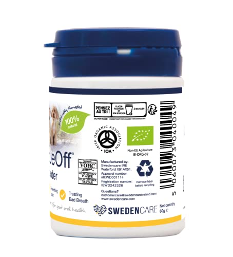 ProDen PlaqueOff Powder for Dogs & Cats, Tartar & Bad Breath Remover 100% Natural Teeth Cleaner and Plaque Remover 60 g