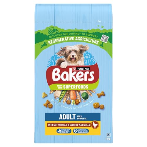 Bakers Adult Dry Dog Food Chicken and Veg 14 kg, Packaging May Vary