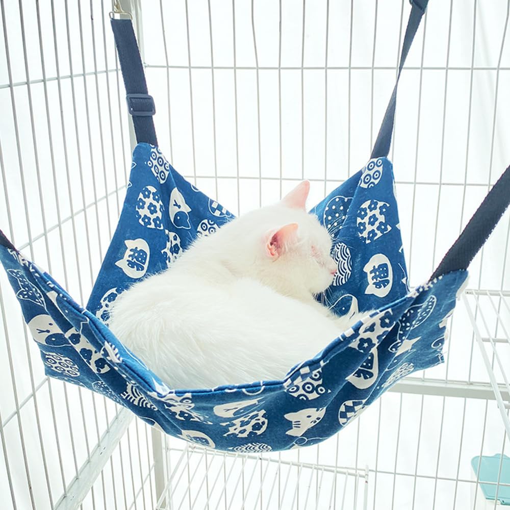 Cat Hammock Bed, 2PCS Breathable Hanging Pet Bed with 4 Metal Hooks Scratch-Resistant Cats Swing for Rabbits Hamsters Kittens Summer