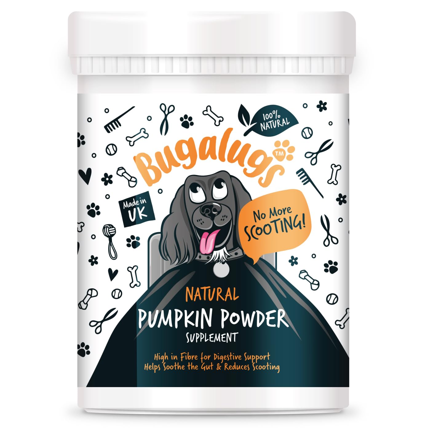 Bugalugs Pumpkin Powder For Dogs- 100% Pure Pumpkin Powder Dog Food Topper, Pumpkin Puree Powder Naturally Rich in Prebiotics & Fibre for Dogs Gut Health & Healthy Stools 200g