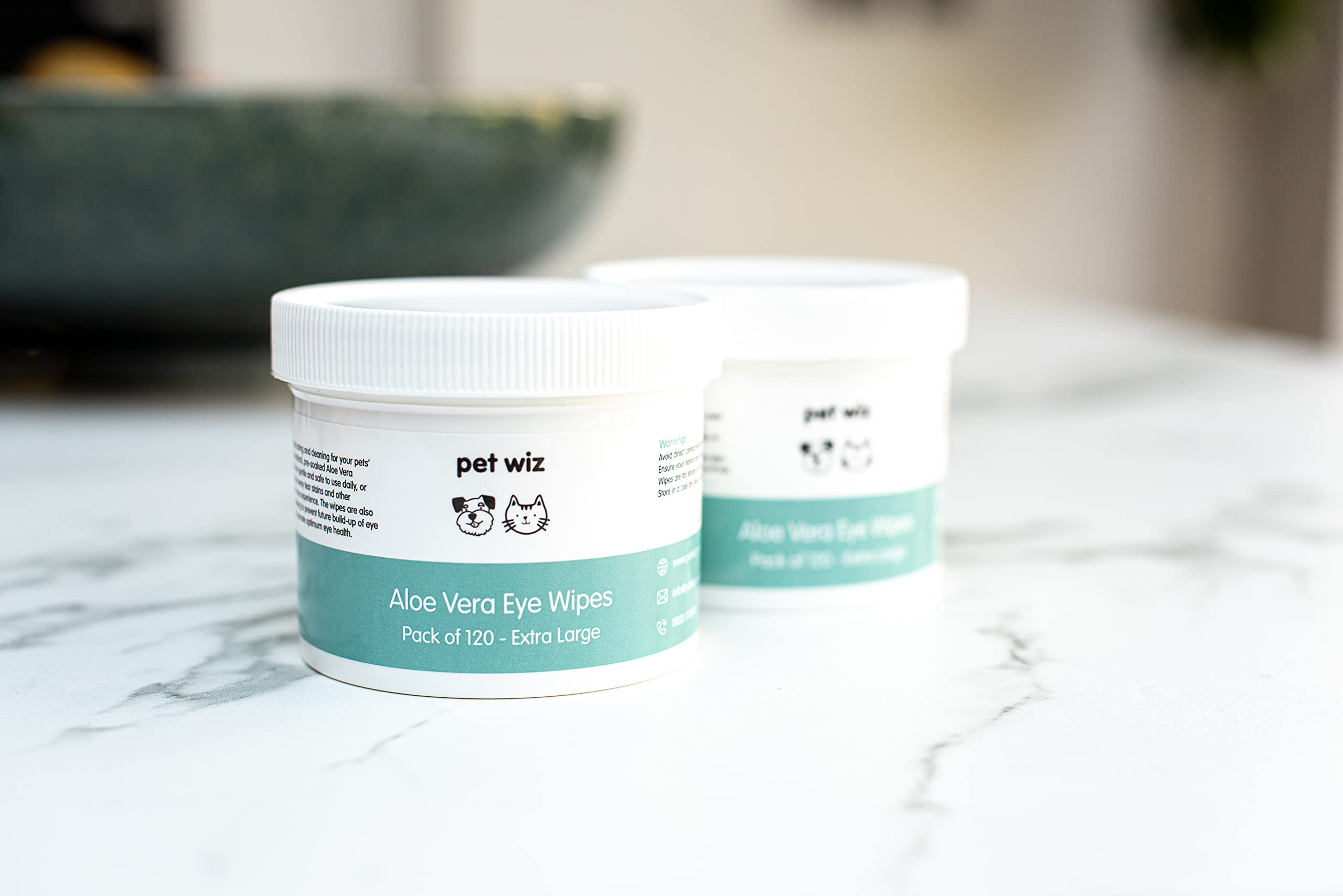 pet wiz Vet Approved | 120 Extra Large Natural Eye Wipes | Gentle & Soothing