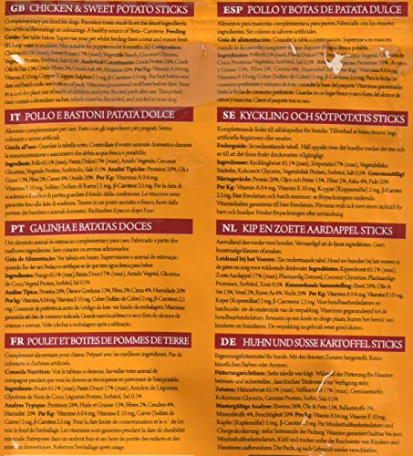 Pet Munchies Chicken and Sweet Potato Dog Treats, Healthy Grain Free Dental Sticks with Natural Real Meat 90g