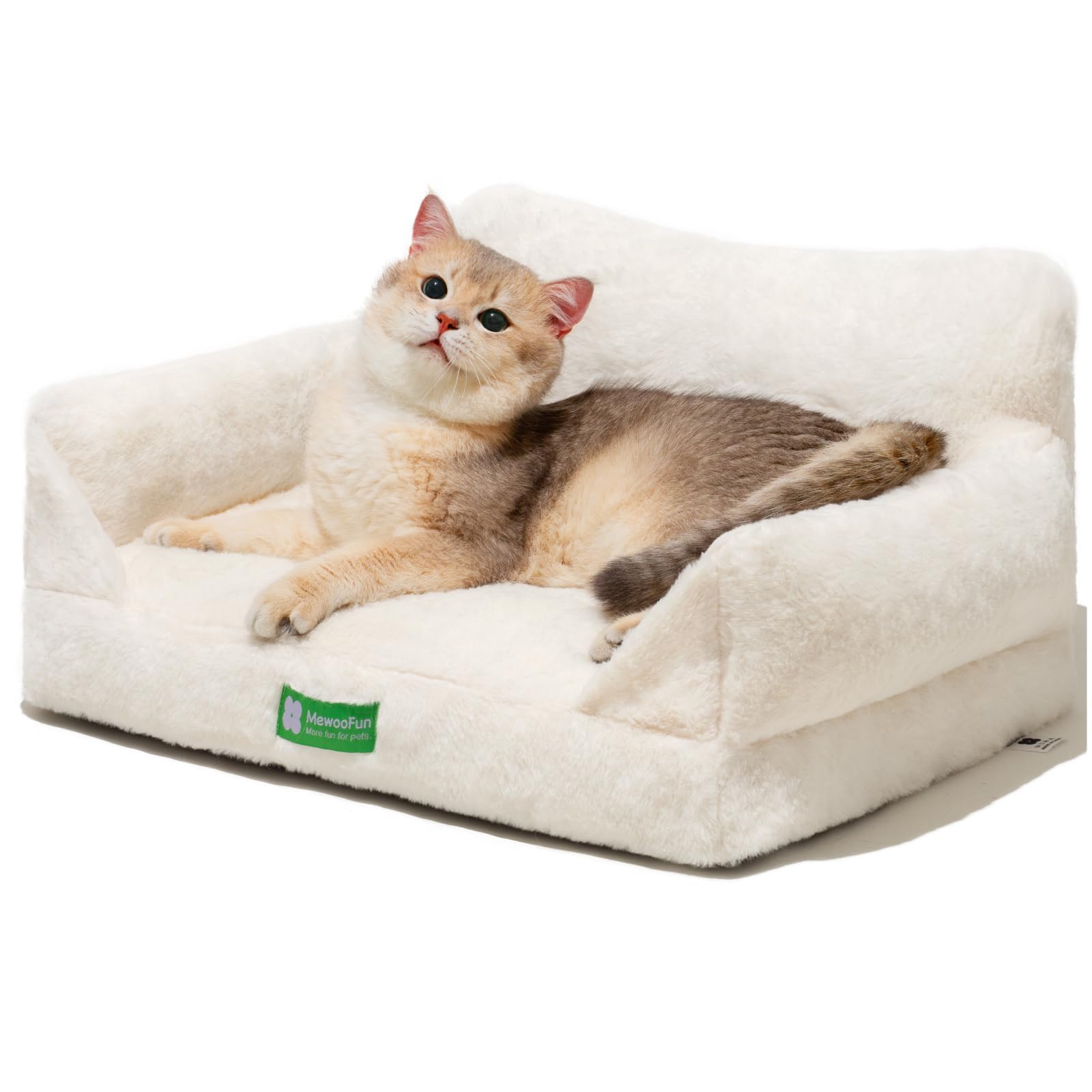 MEWOOFUN Cat Sofa Cat Bed for Indoor Cats, Kitten Bed Pet Sofa with Removable Washable Cover and Non-Slip Bottom for Small Dogs, 55x40cm White