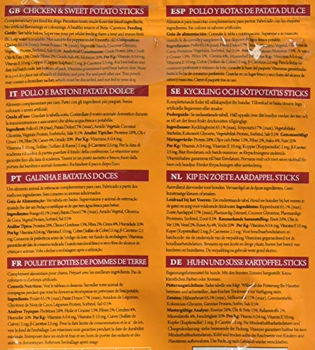 Pet Munchies Chicken and Sweet Potato Dog Treats, Healthy Grain Free Dental Sticks with Natural Real Meat 90g