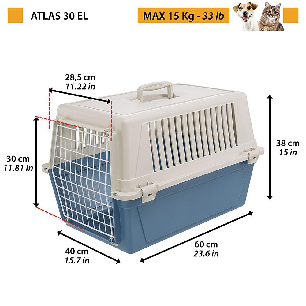 Ferplast Dog Carrier, Secure, Practical, Easy to Clean, Durable Medium Dog Travel Box Cage up to 15 Kg. 60 x 40 x h.38 cm. Black