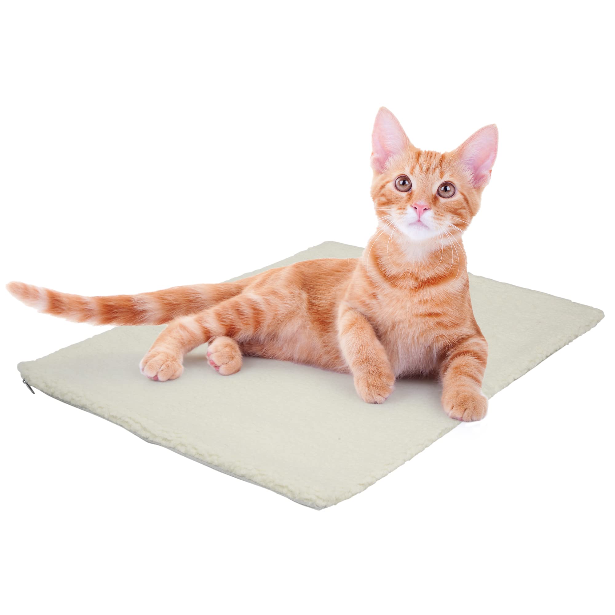 Fur & Bone Heated Cat Bed | Self-Heating Cat Mat, Pad - Removable Cover, Self-Warming Thermal Blanket