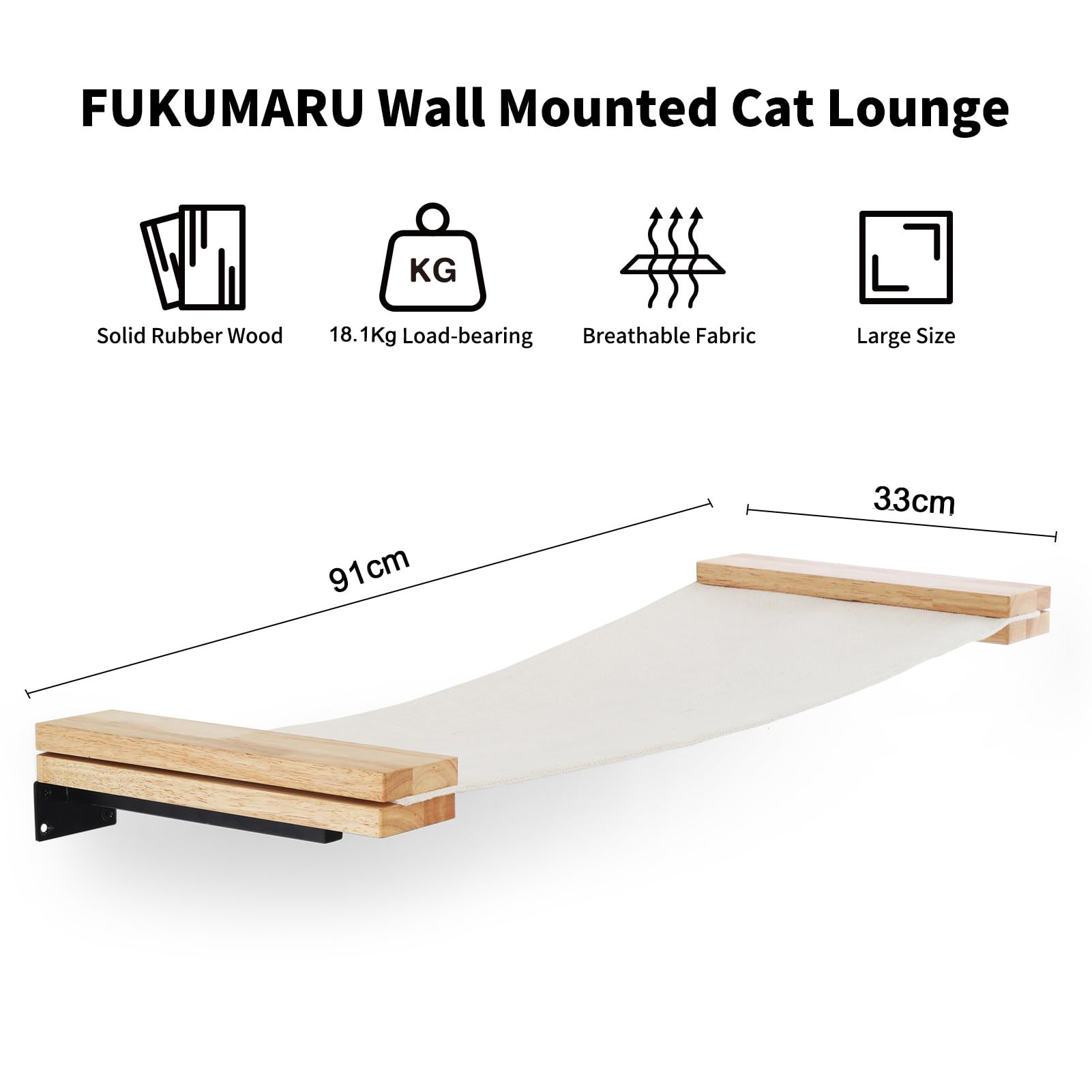 FUKUMARU Cat Wall Furniture, 36 × 13 inch Cat Hammock for DIY Cat Shelves and Cat Wall, for Most Kitten, Medium and Large Cats