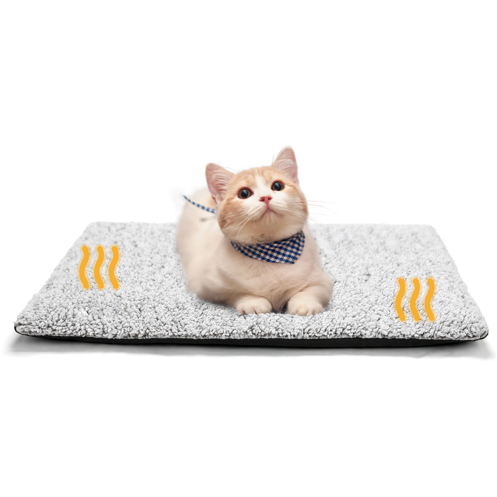 MORA PETS Self Heating Cat Bed Heated Cat Blanket Self Warming Pet Pad with Removable Cover Thermal Kitten Pad Non-Slip Washable 61 x 45cm