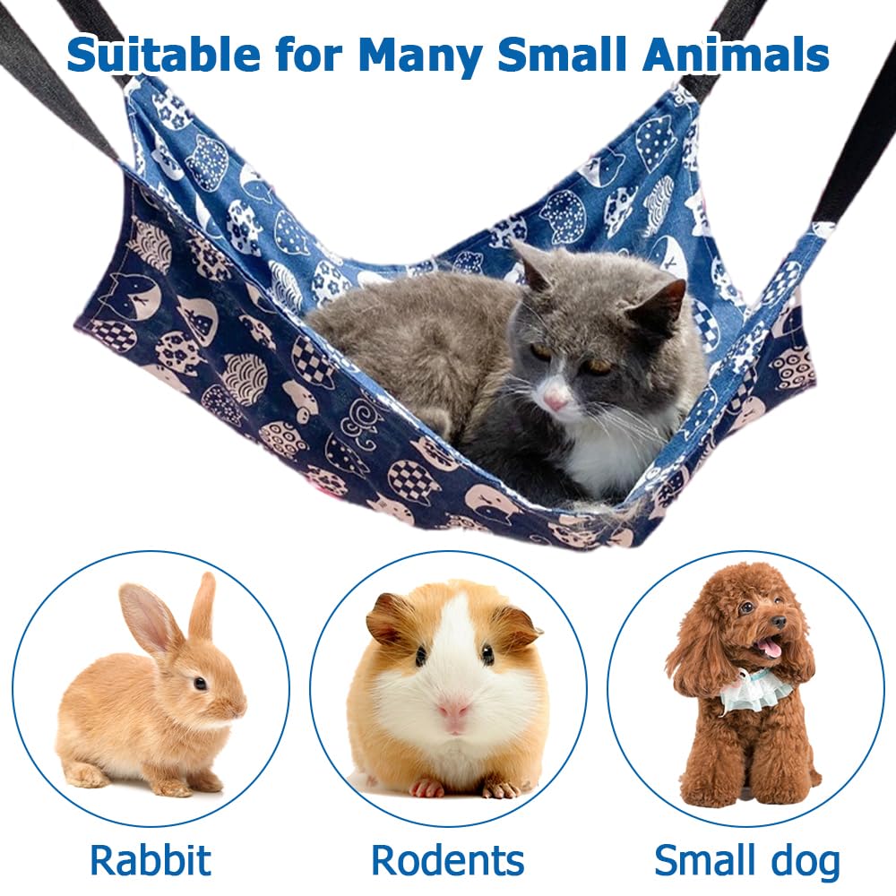 Cat Hammock Bed, 2PCS Breathable Hanging Pet Bed with 4 Metal Hooks Scratch-Resistant Cats Swing for Rabbits Hamsters Kittens Summer