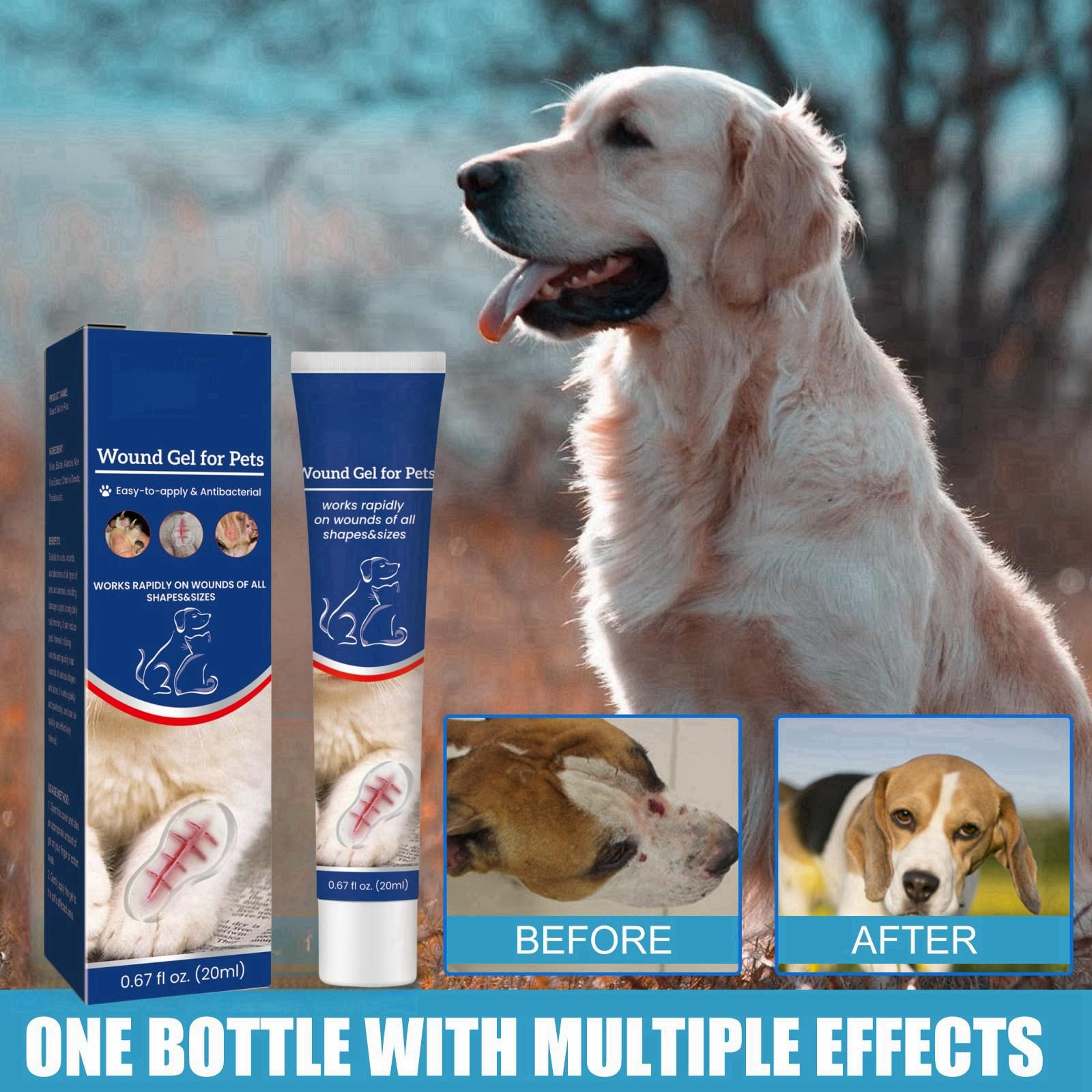 Pet Wound Care Gel,Liquid-Bandage for Pet,Dog Leg Wound Protector,Cat Gel Pet Wound Skin Care,Cat Wound Cream,Dog Wound Care,Waterproof Protective Cat Wound Treatment,Wound Care for Dogs Soothing