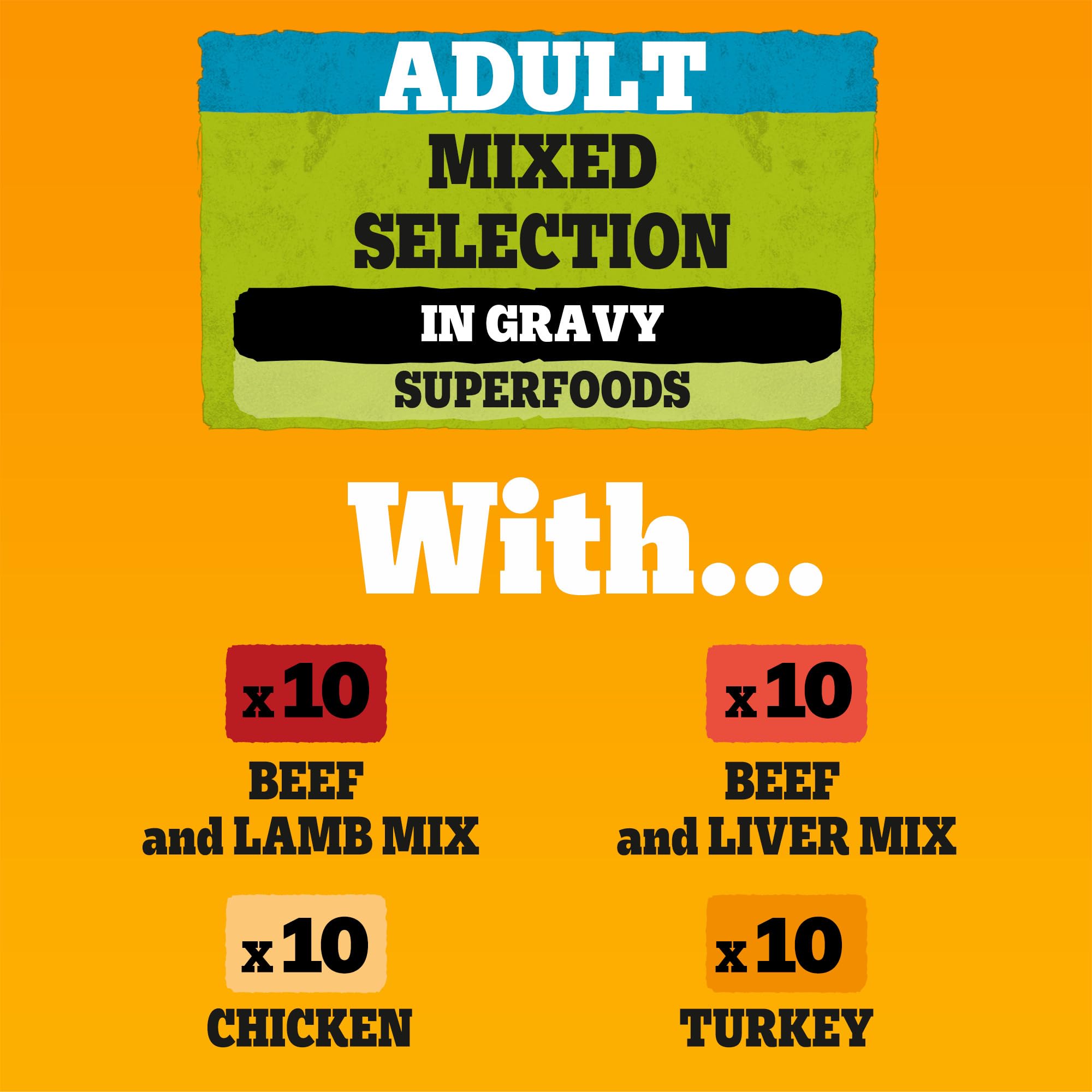 Pedigree Adult Dog Wet Food Pouch Mixed Selection in Gravy, 40x100g