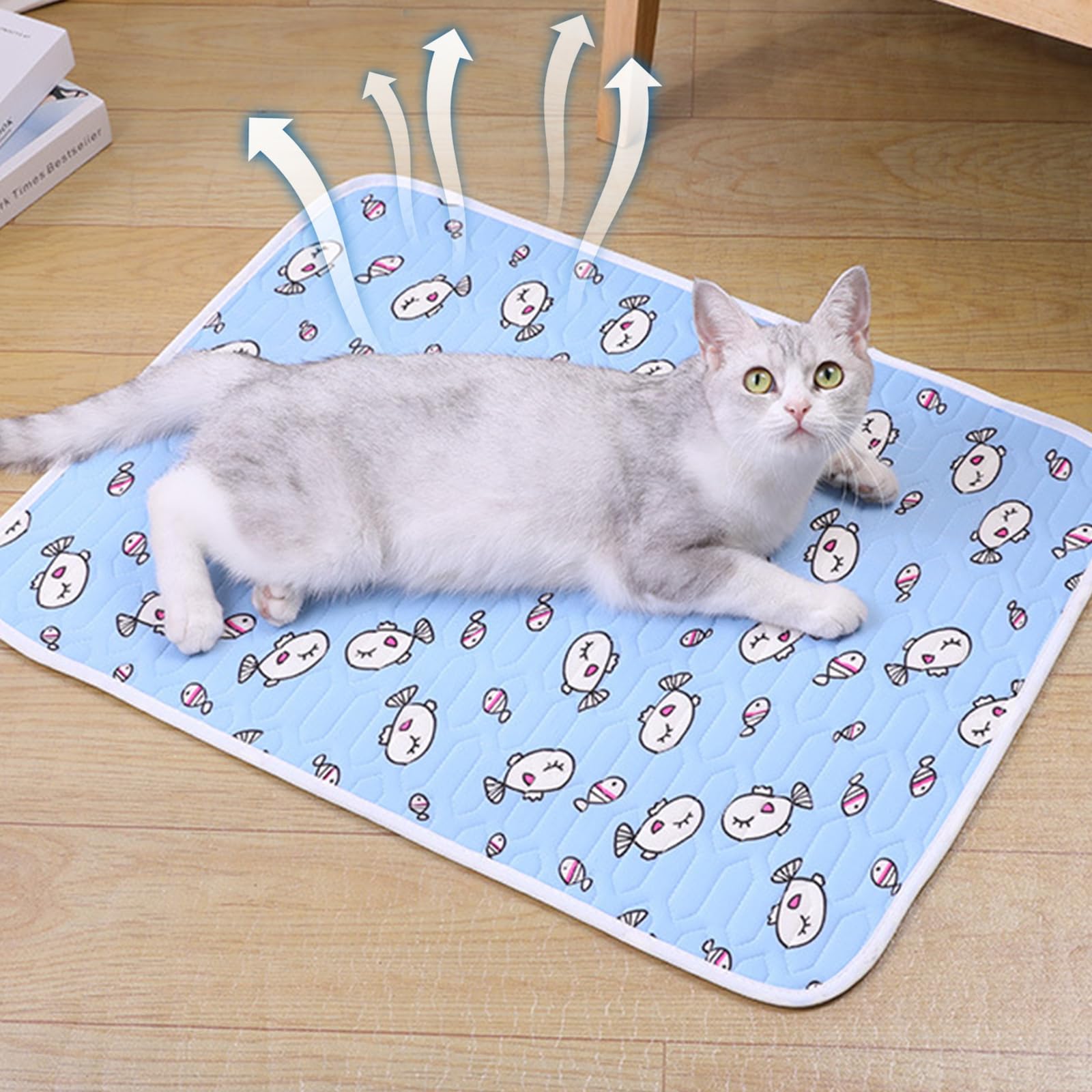 KASESSS Latex CAt Cooling Mat, 50x40cm Pet COoling MAt, PEt COOling Mat for Cats Dogs, Cool Mat for Cats Breathable, Cat Cool Mat, Cat Cooling Pad for Small Medium Pet, Keep Pet Cool in Summer