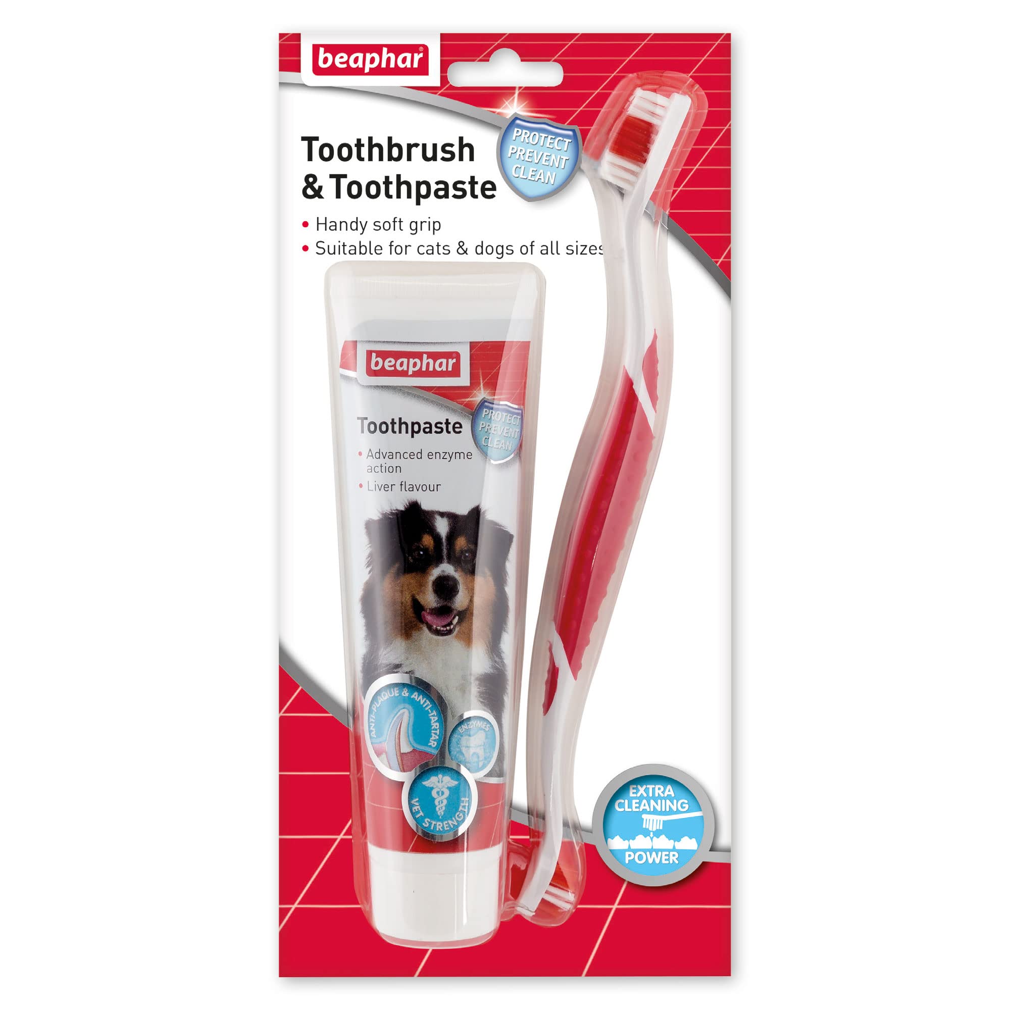 Beaphar | Toothbrush & Toothpaste Dental Care Kit | For Dogs & Cats | Includes A Double-Ended Toothbrush & Liver-Flavoured Enzymatic Toothpaste, 100g Tube, 2 Count (Pack Of 1)