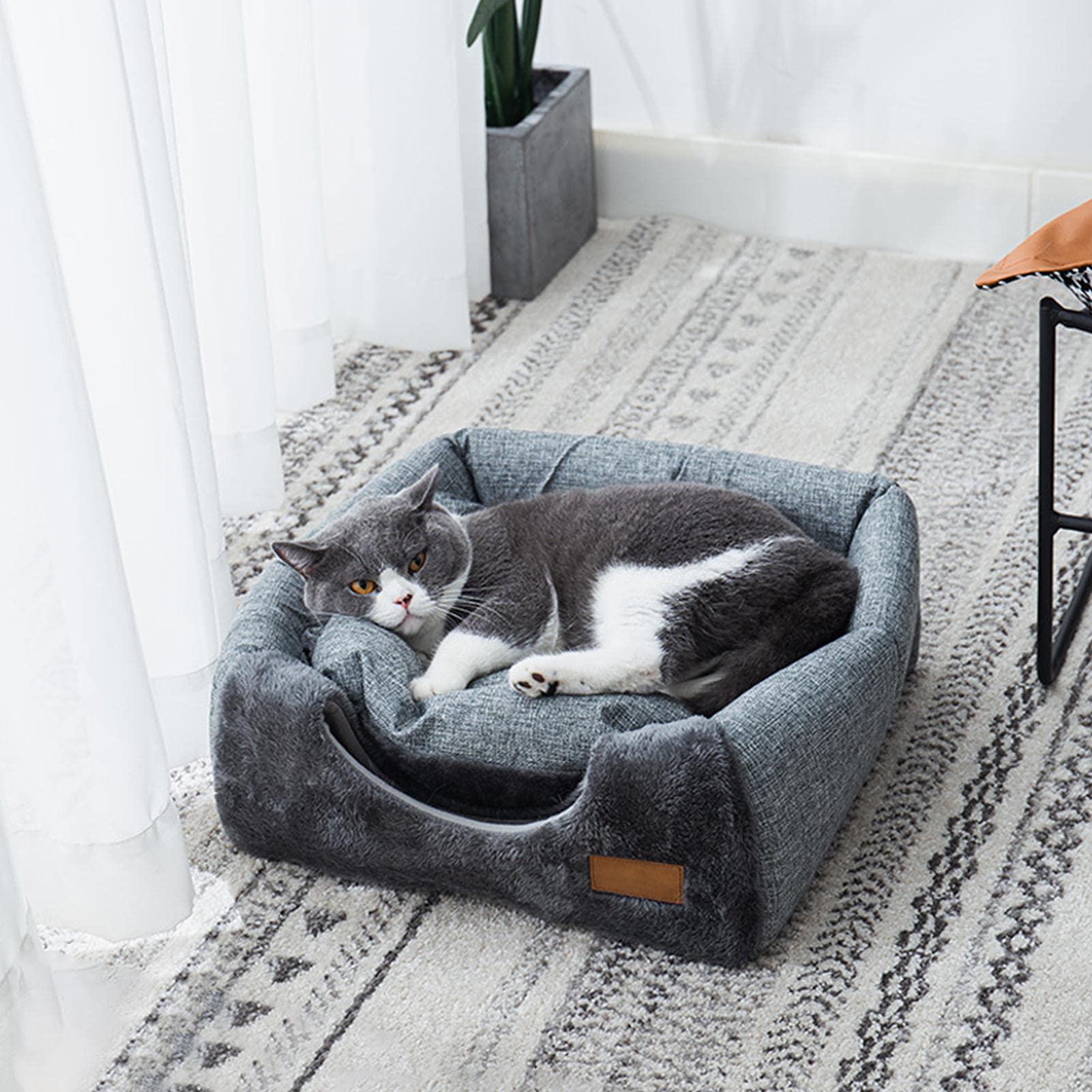 Pologmase Cat Cave Bed for Cats & Small Dogs - Tent Igloo with Removable Washable Cushion
