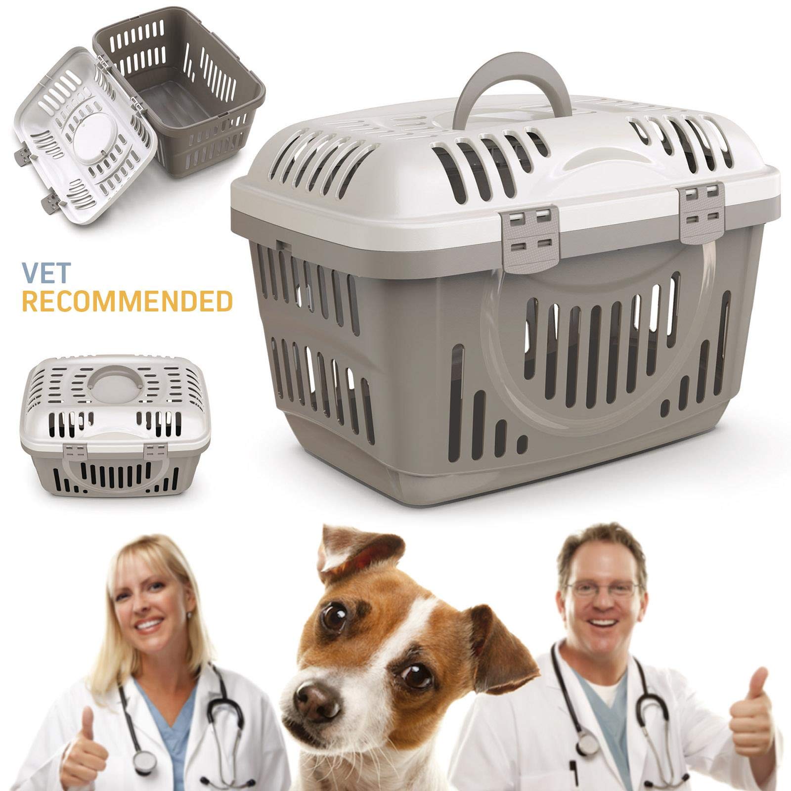 CAT CENTRE Blue & Transparent Lid Pet Dog Puppy Cat Carriers Basket Bag Cage Portable Travel Kennel Training Box