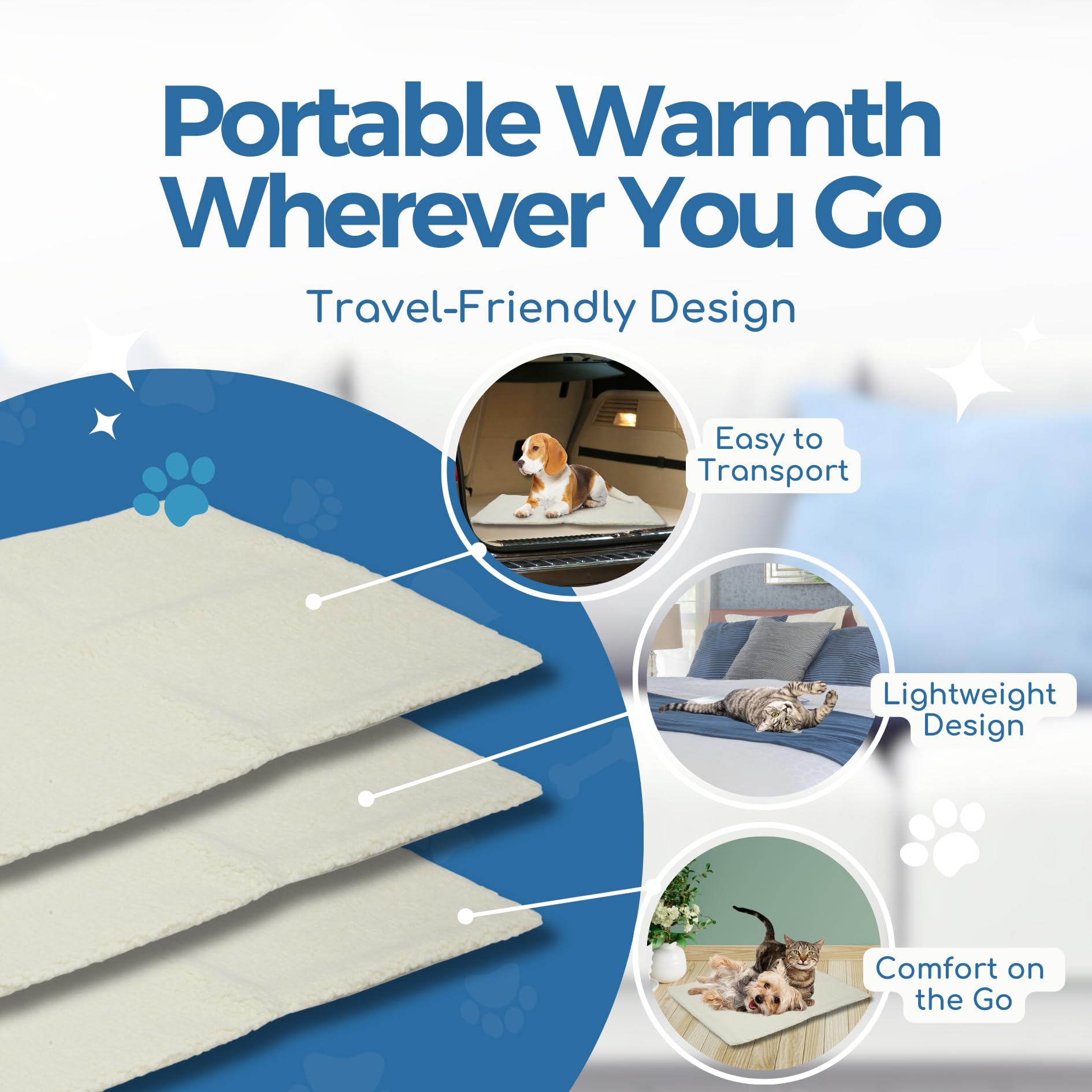 Fur & Bone Heated Cat Bed | Self-Heating Cat Mat, Pad - Removable Cover, Self-Warming Thermal Blanket