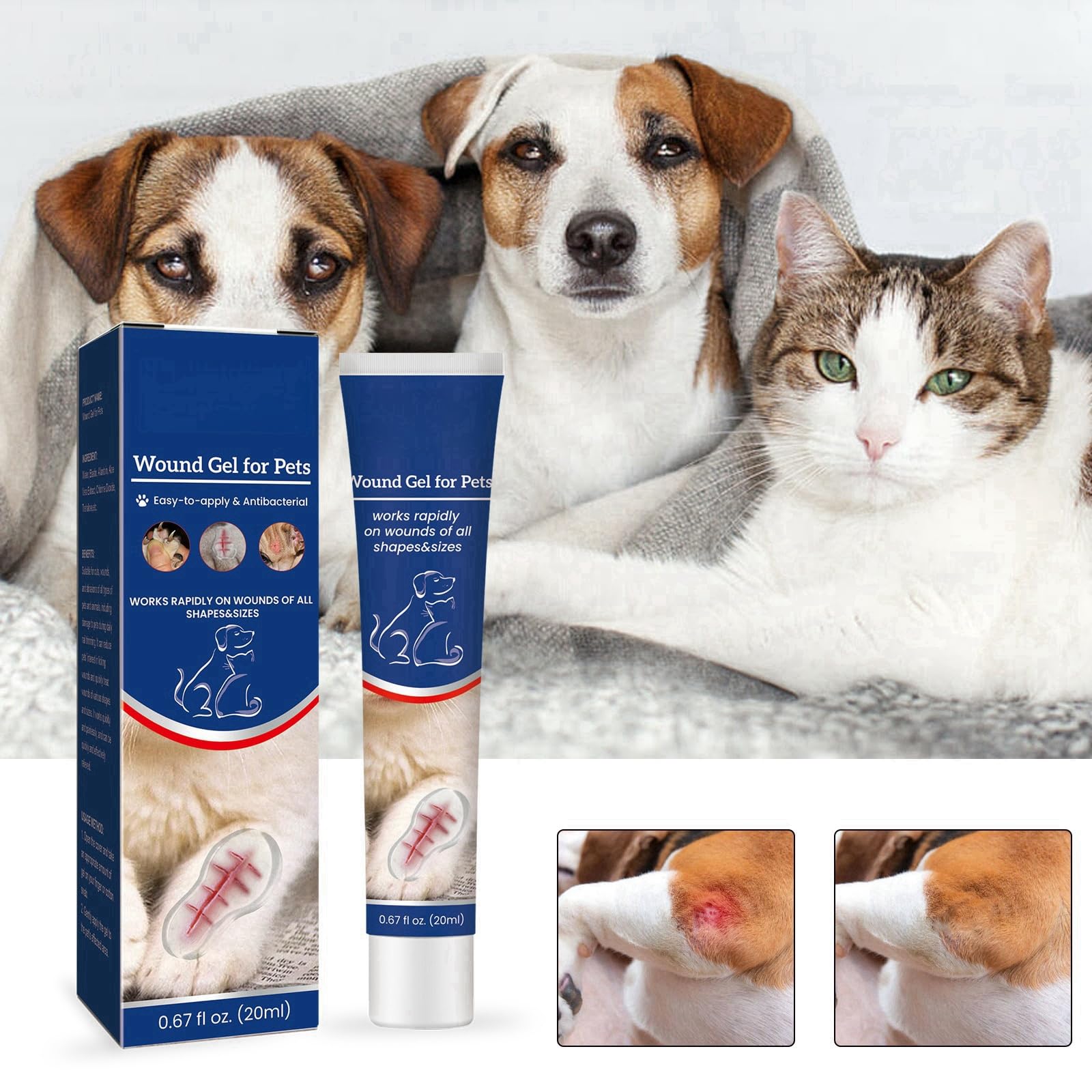 Pet Wound Care Gel,Liquid-Bandage for Pet,Dog Leg Wound Protector,Cat Gel Pet Wound Skin Care,Cat Wound Cream,Dog Wound Care,Waterproof Protective Cat Wound Treatment,Wound Care for Dogs Soothing