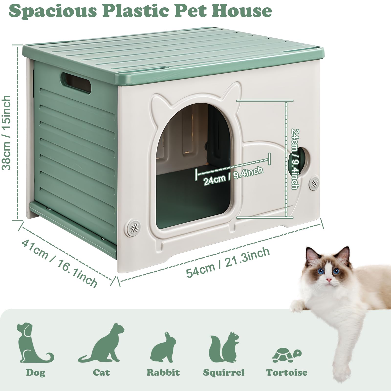 Hibtn Cat House Cave For Outdoor Indoor, Stackable Feral Cat Waterproof Shelter House Insulated Elevated
