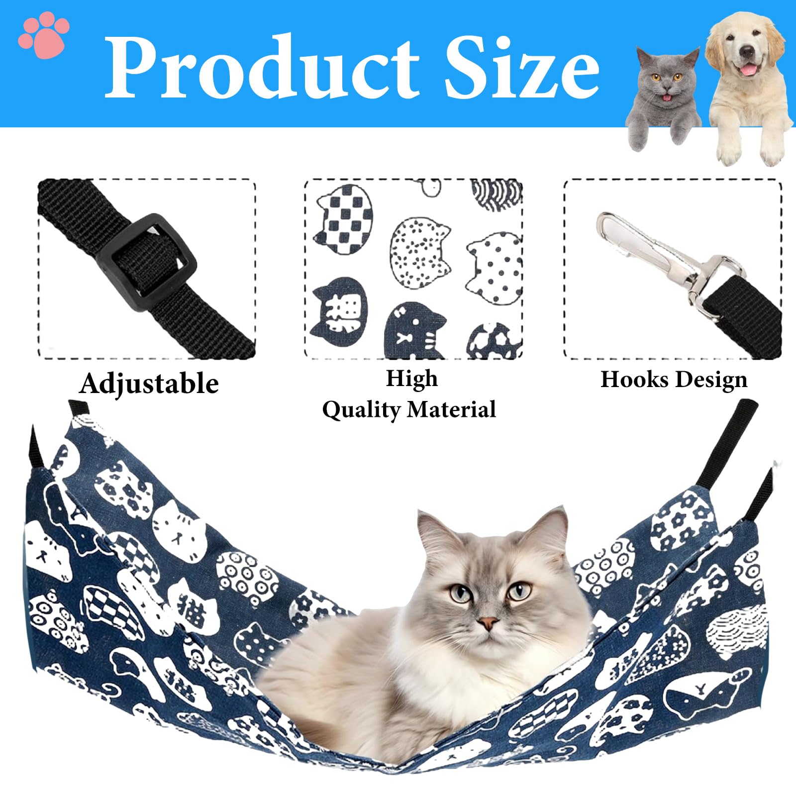 ZPSCXQ 2Pcs Cat Hammock Bed,Soft Hanging Pet Bed for Cats and Small Animals, Space-Saving Design, Easy to Install in Cages or Furniture