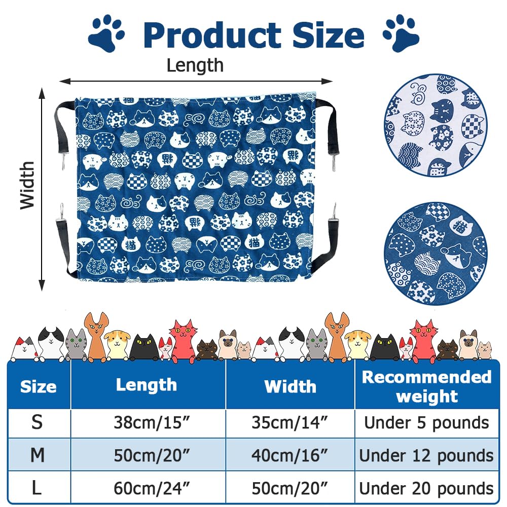 Cat Hammock Bed, 2PCS Breathable Hanging Pet Bed with 4 Metal Hooks Scratch-Resistant Cats Swing for Rabbits Hamsters Kittens Summer