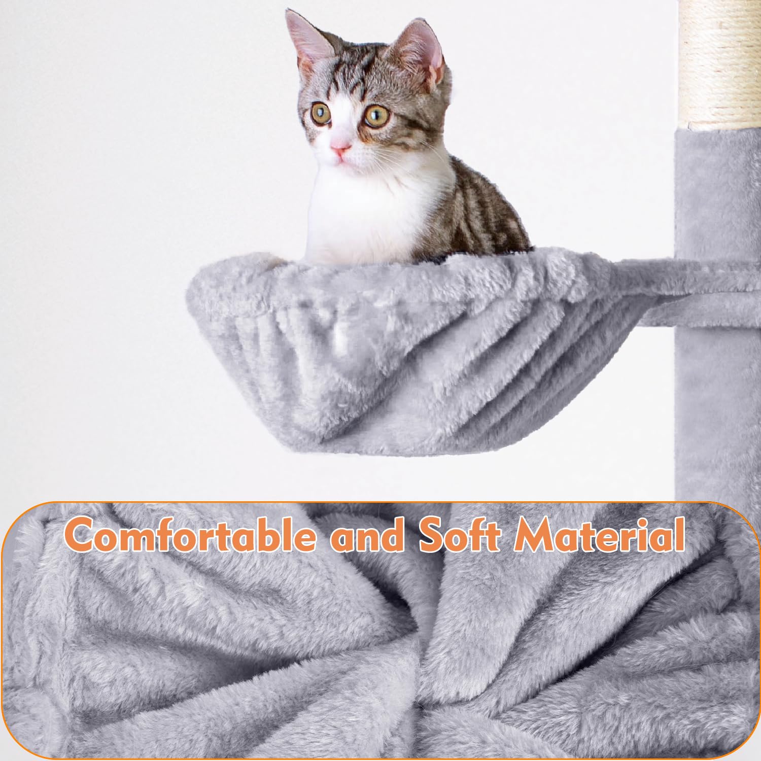 HOMIDEC Cat Tree,151cm Cat Tower for Indoor Kitty,Scratching Post Stable Activity Centre Climbing Tree with 2 Kitty Houses, Hammock, 4 Sisal Posts, Ladder, and Rest Place