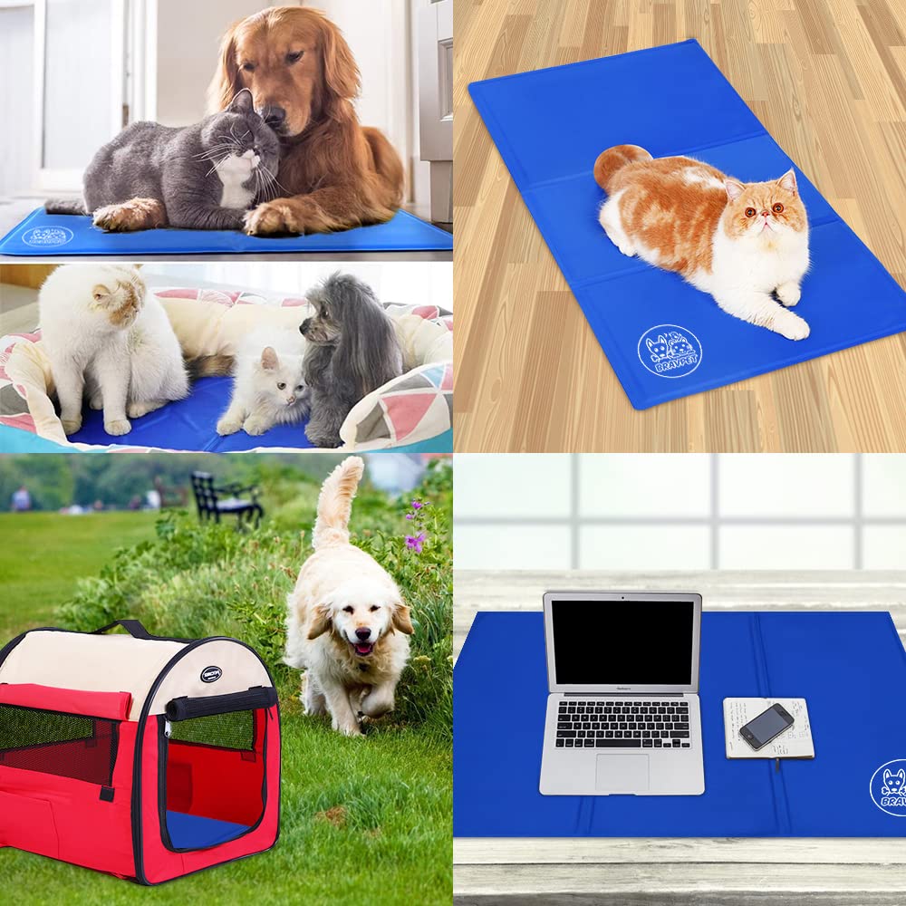 Bravpet Pet Cooling Mat Pet Self cooling pad mat beds mats Comfort for Cats and Dogs (Medium)
