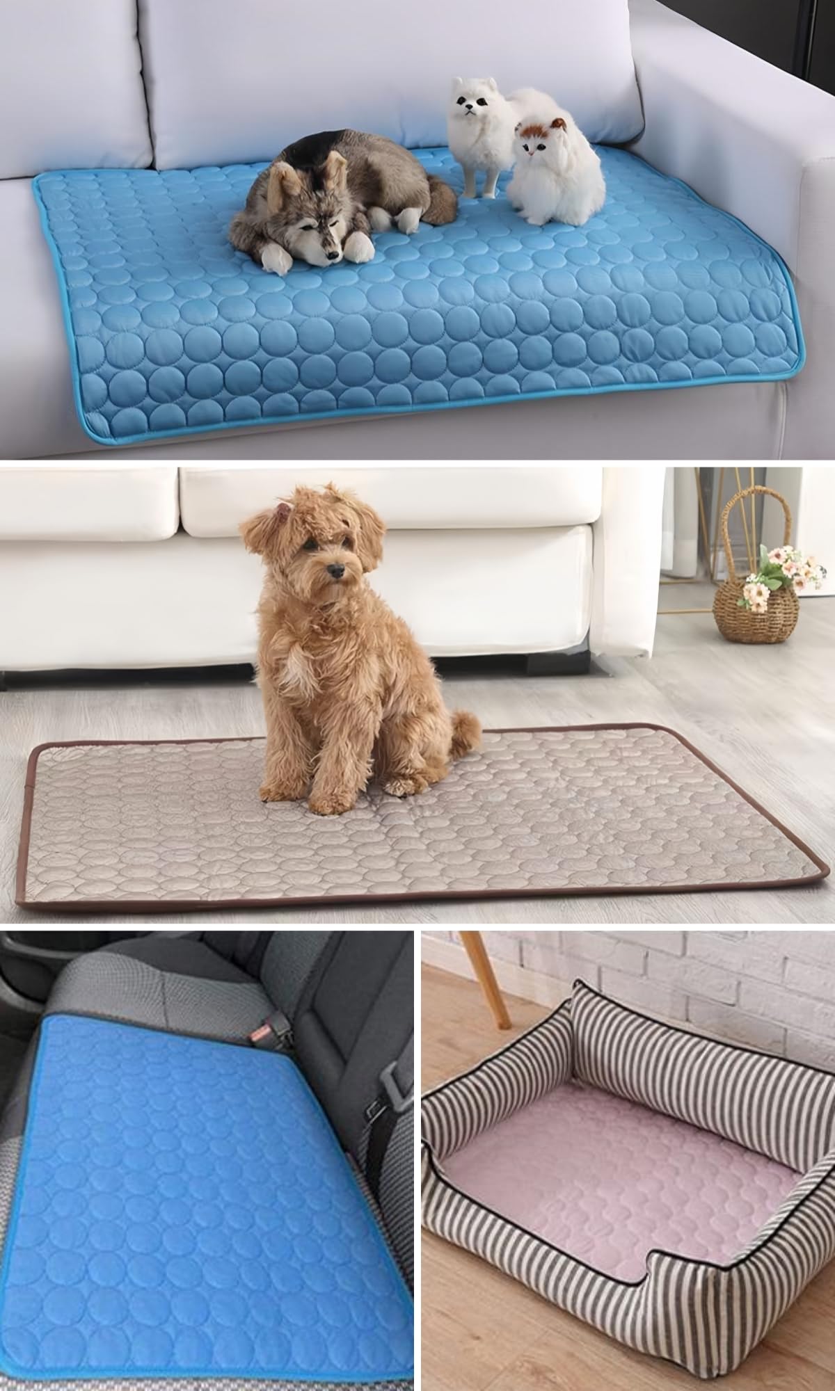 LEZUAN Cooling Mat for Dogs and Cat, Heat Relief Pet Cooling Mat for Crates, Kennels and Beds - Portable and Washable(Coffee,40x50cm)