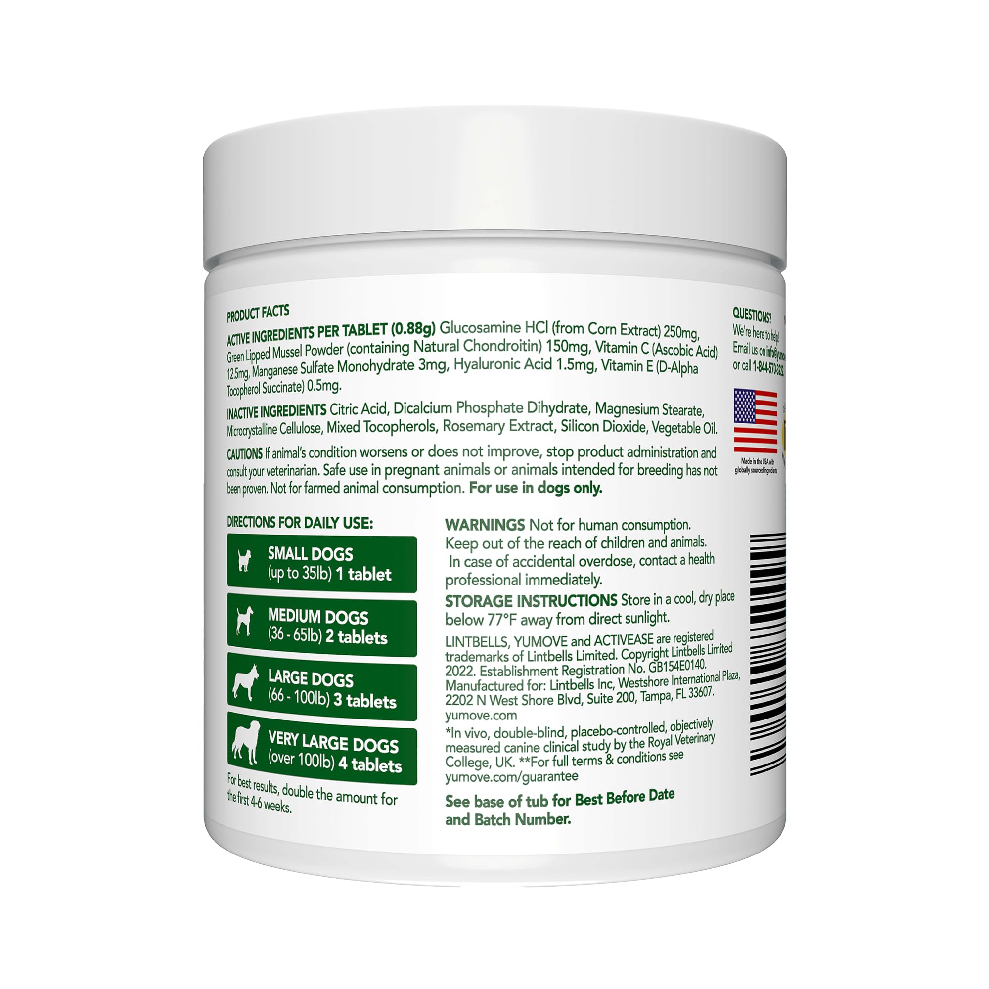 YuMOVE Joint Supplement for Dogs, Essential Dog Hip and Joint Support for Adult Dogs with Glucosamine, Chondroitin, Green Lipped Mussel, Aged 6 to 8, 120 Tablets
