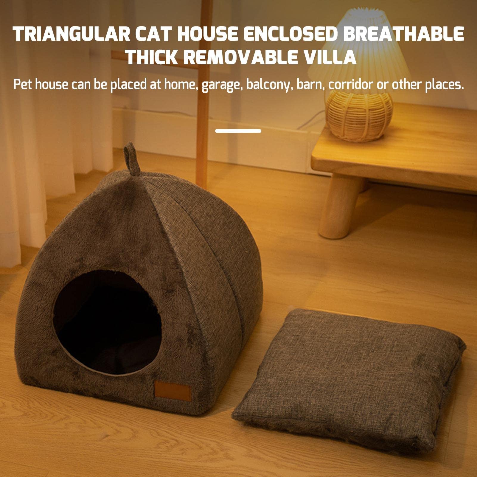 Pologmase Cat Cave Bed for Cats & Small Dogs - Tent Igloo with Removable Washable Cushion
