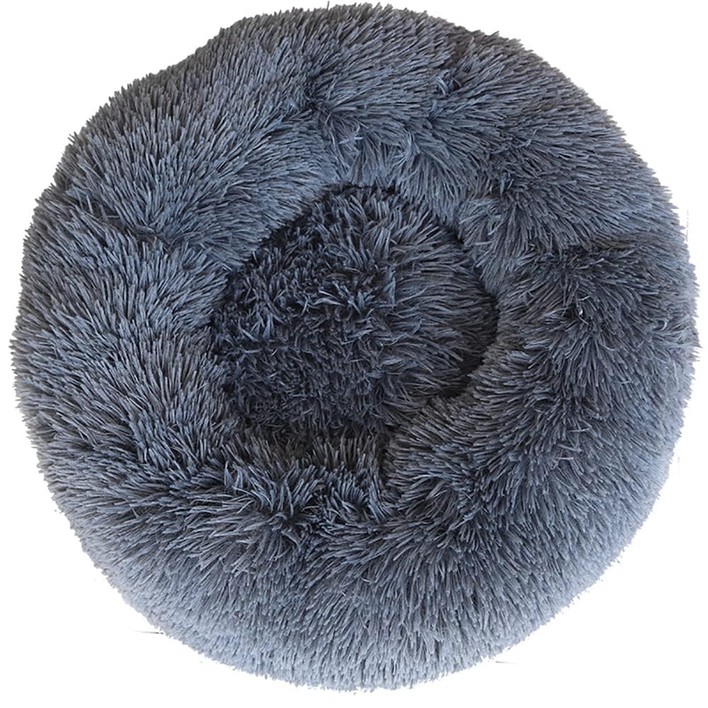 Fhodigogo Plush Donut Dog bed Cat bed Fluffy Calming Pet Bed Dog Round Bed Cat Round Bed Warm Kitten Nest Ideal for Small 3KG Pet