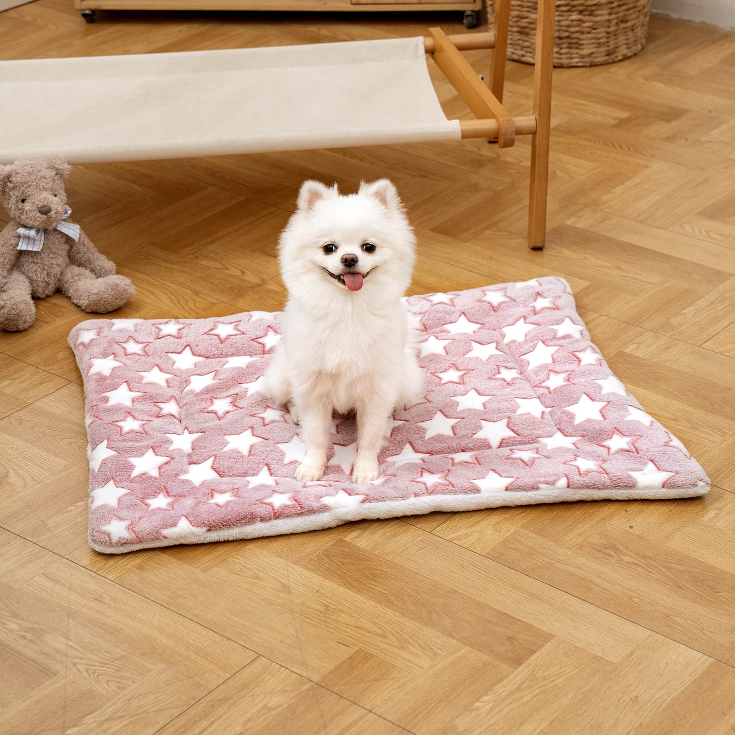 MICOOYO 2Pcs Dog Crate Bed Mattress, Fleece Pet Cushion Bed Mat, Washable Cat Cushion Pad for Small Dog Cat Puppy(Star, 24"*16")