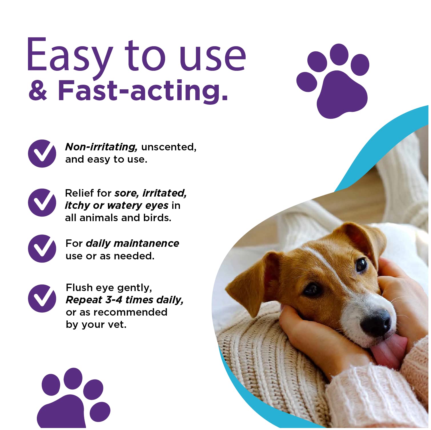 RenaSan Antiseptic Eye Drops (60 ml) – Eye Disinfection, Alcohol-Free, Non-Irritating and Natural Eye Cleaning Solution for Dogs, Cats, Reptiles, Poultry, Avian & Livestock (PACKAGING MAY VARY)