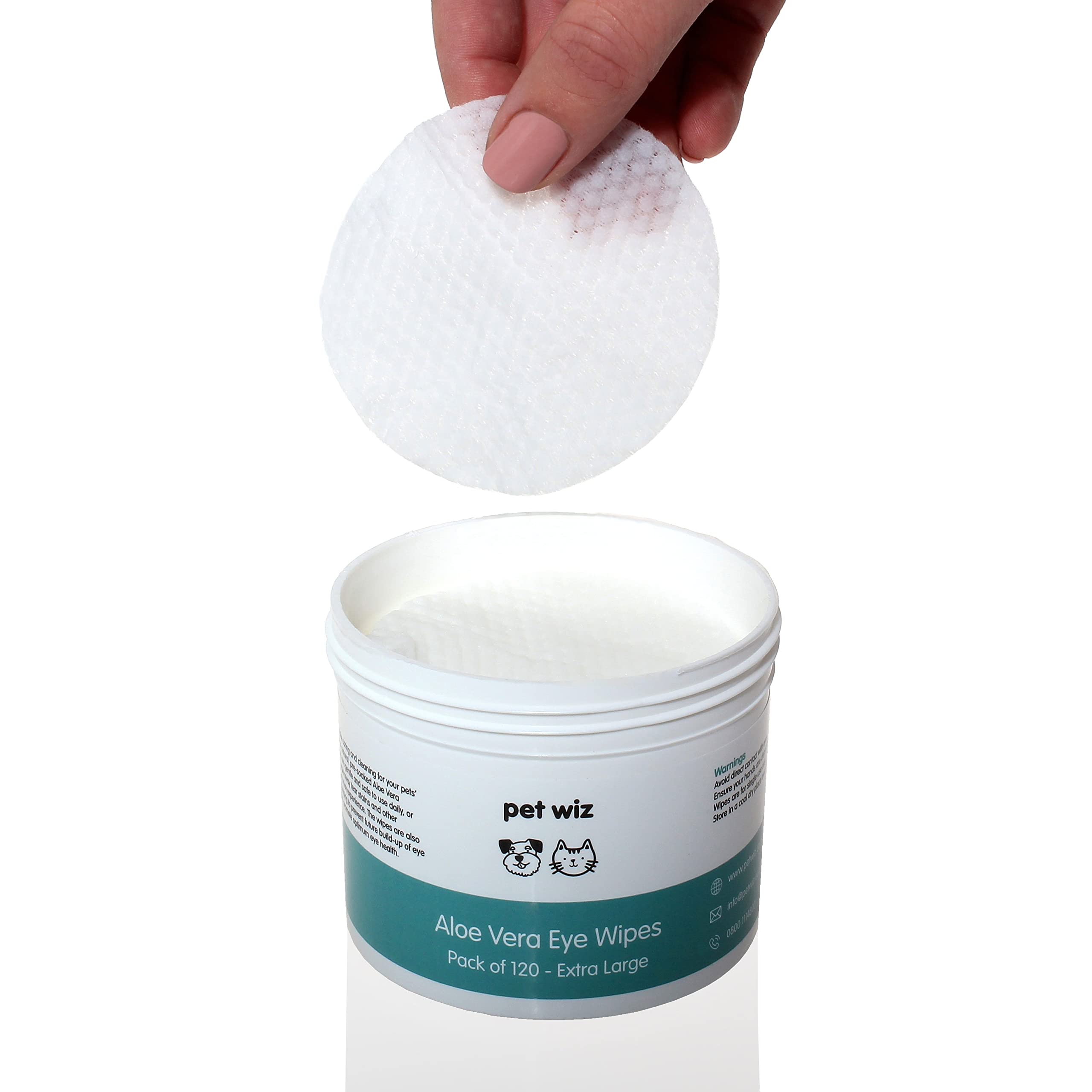 pet wiz Vet Approved | 120 Extra Large Natural Eye Wipes | Gentle & Soothing