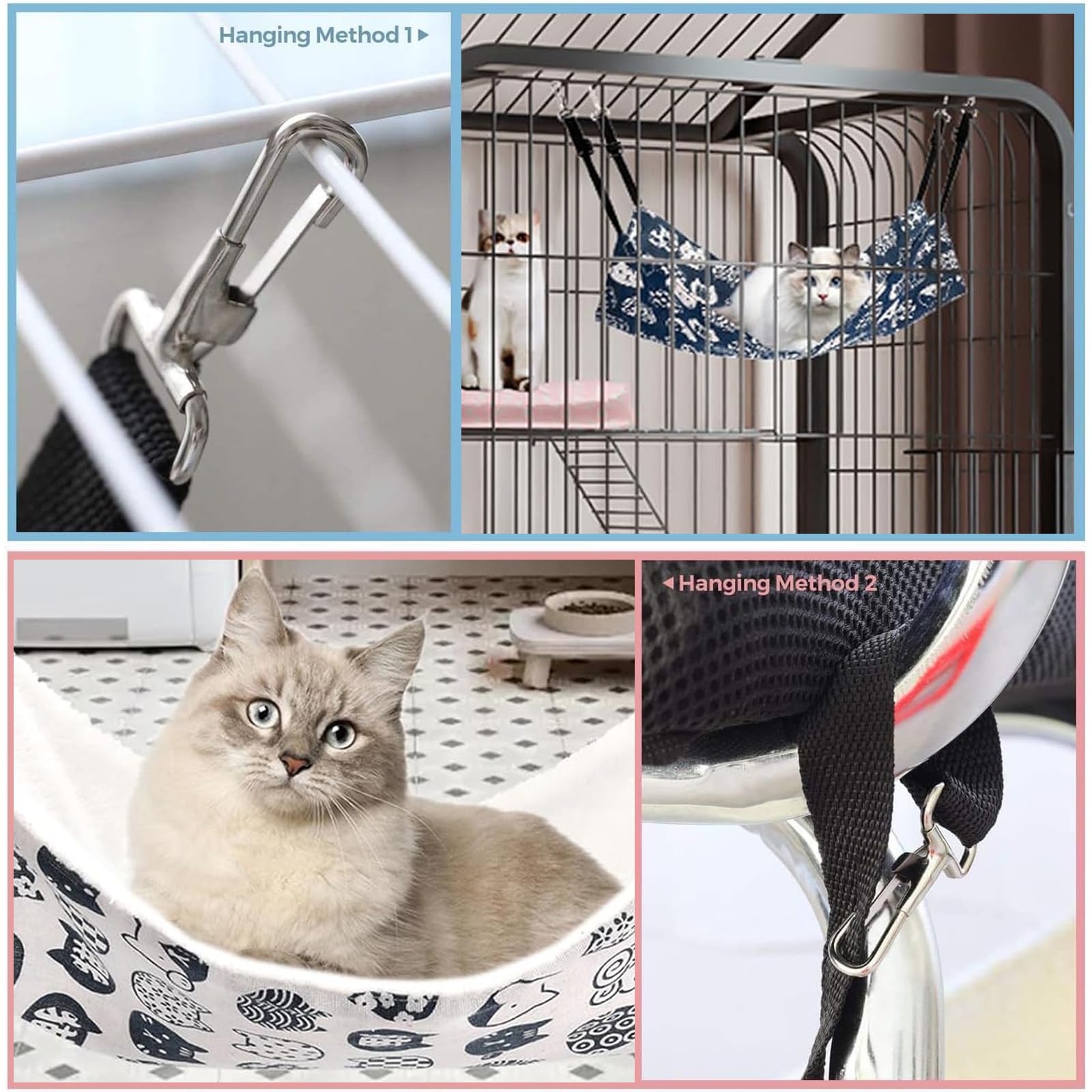 ZPSCXQ 2Pcs Cat Hammock Bed,Soft Hanging Pet Bed for Cats and Small Animals, Space-Saving Design, Easy to Install in Cages or Furniture
