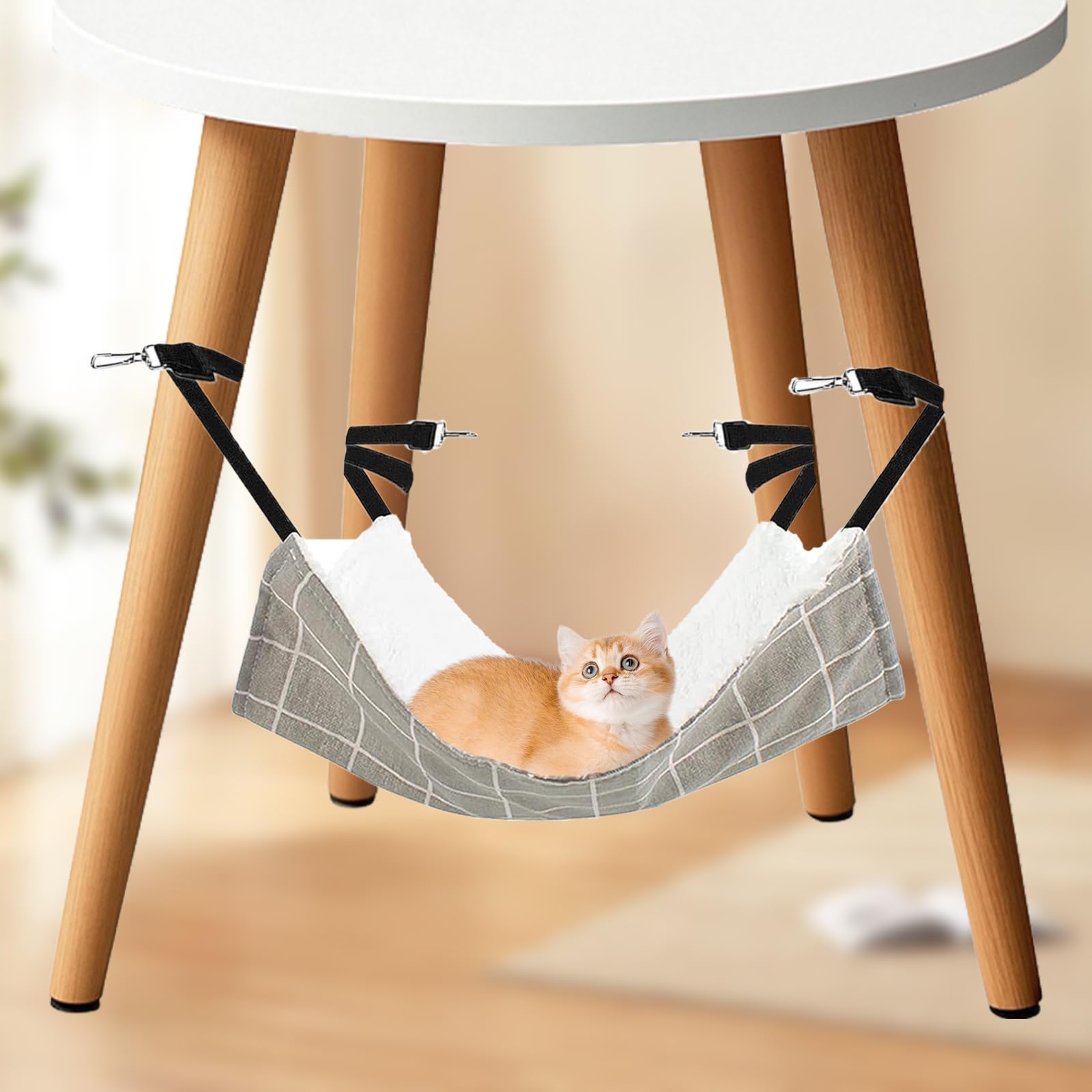 BLMHTWO 2PCS Cat Hammock Bed, Reversible Pet Cage Cat Hanging Bed Soft Plush Hanging Hammock for Kitten, Ferret, Rabbit, Chinchilla, Guinea Pig (Gray, Blue)