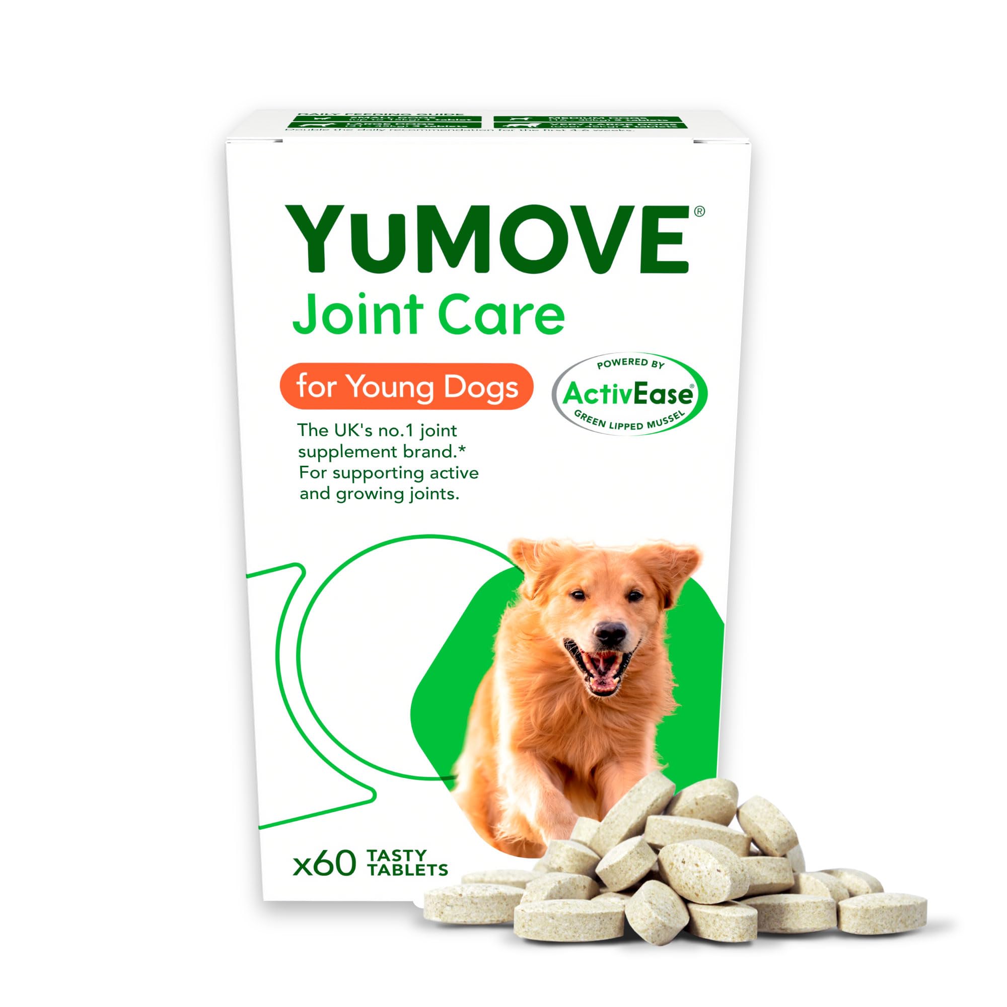 YuMOVE Young and Active Dog | Joint Supplement for Dogs to Support Active and Growing Joints Aged Under 6 | 60 Tablets Clear