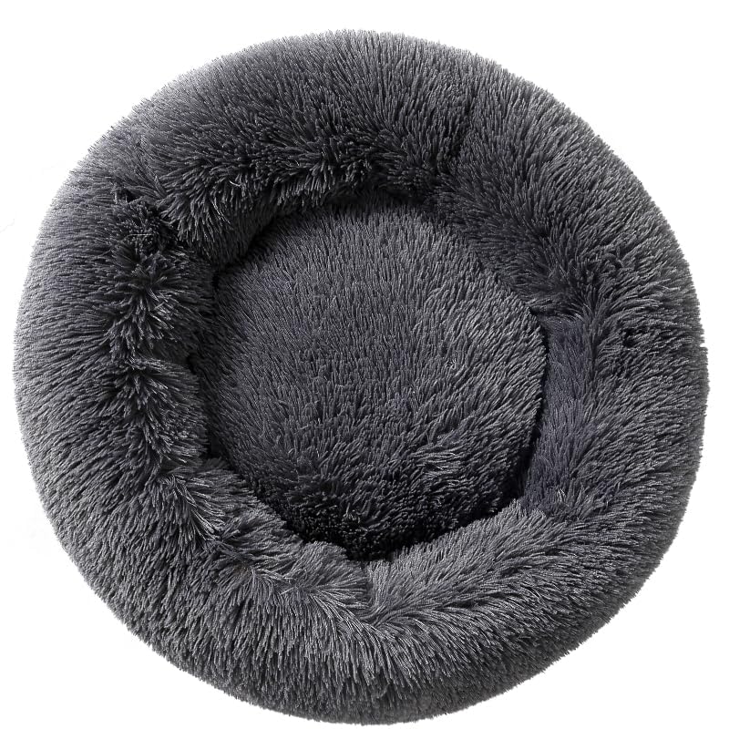 Fhodigogo Plush Donut Dog bed Cat bed Fluffy Calming Pet Bed Dog Round Bed Cat Round Bed Warm Kitten Nest Ideal for Small 3KG Pet