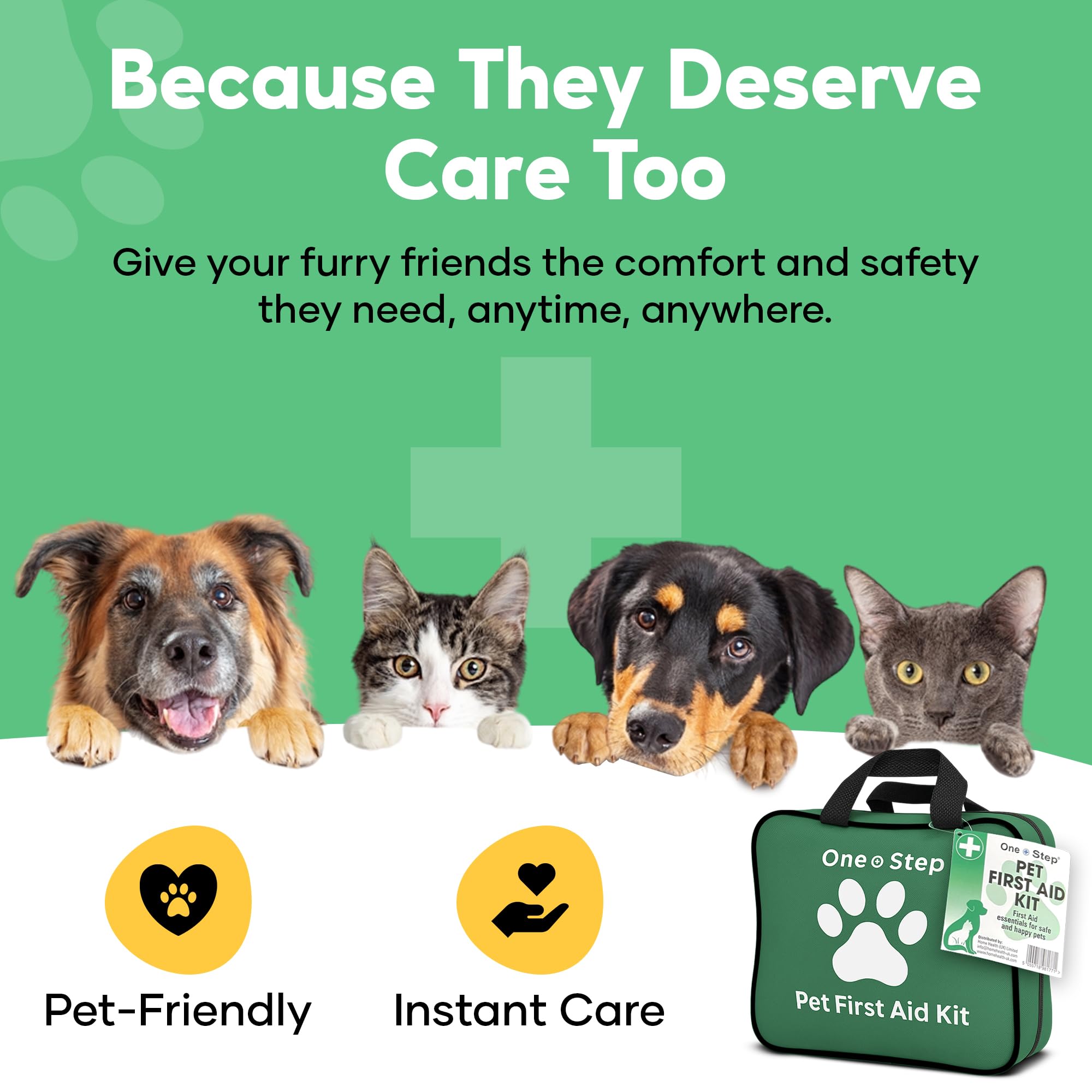 One Step Pet First Aid Kit, Includes Over 80+ Premium Items, Tick Remover, Syringe, Vet Wrap, Bandages, Wipes, Travel Sized First Aid for Dogs, Cats and All Other Pets - Pet Supplies