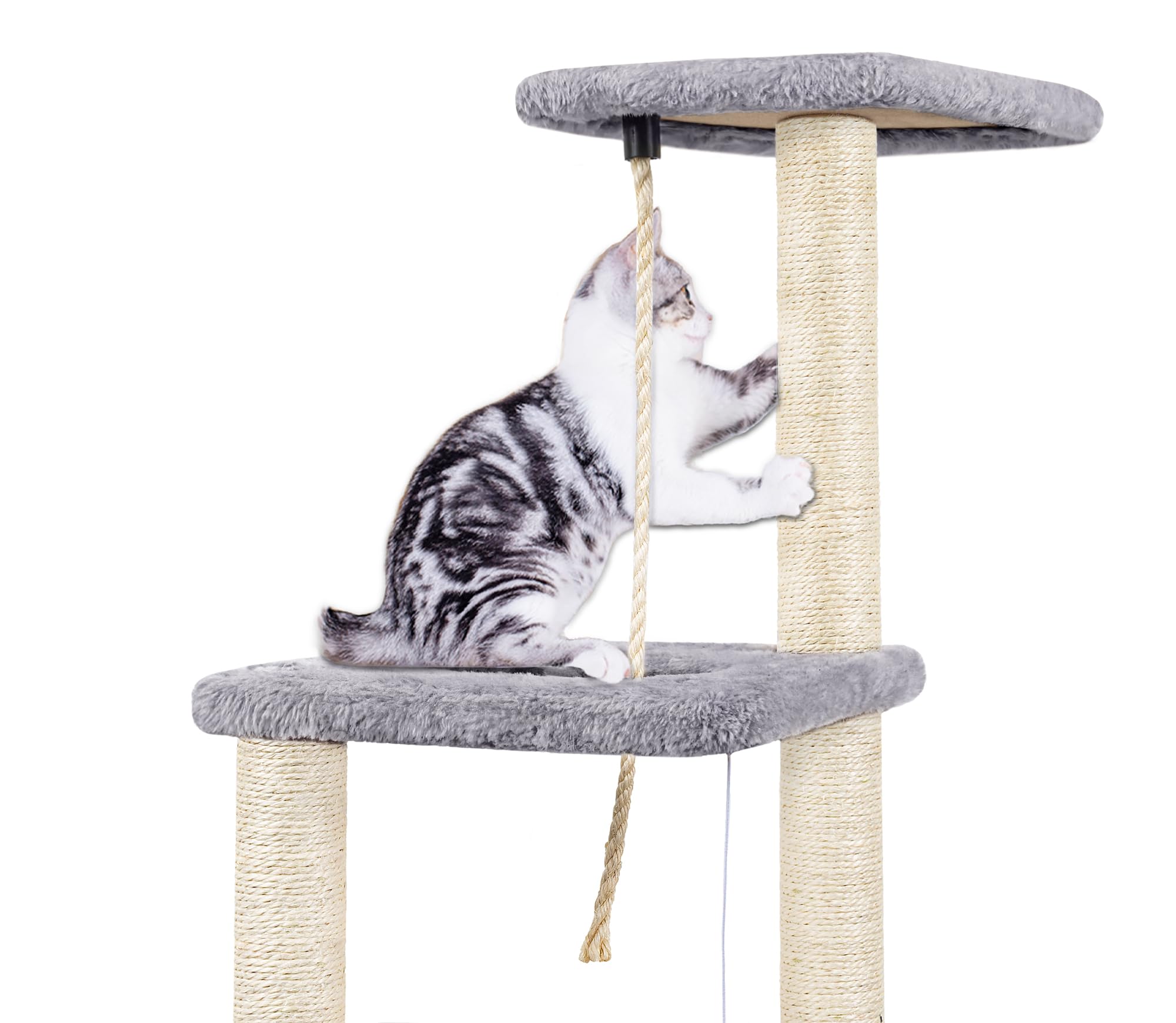 Cat Scratching Post, 90cm Cat Tree for Indoor Cats Multi-Level Stable Cat Tower for Climbing Playing and Relaxation, Grey