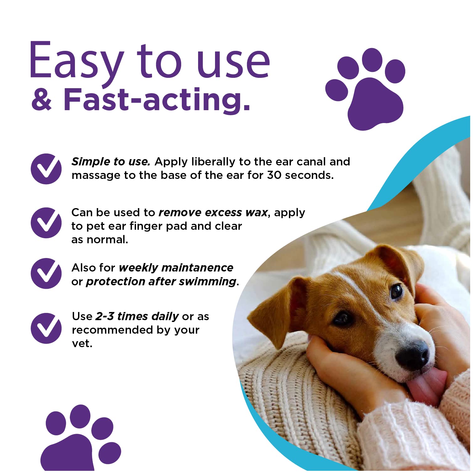 RenaSan Animal Antiseptic Ear Drops – Ear Disinfection, Kills bacteria, Stops Odours, Scratching & Discomfort, Anti-fungal (Yeast), Veterinary-grade, for Dogs, Cats & all other animals (100ml)