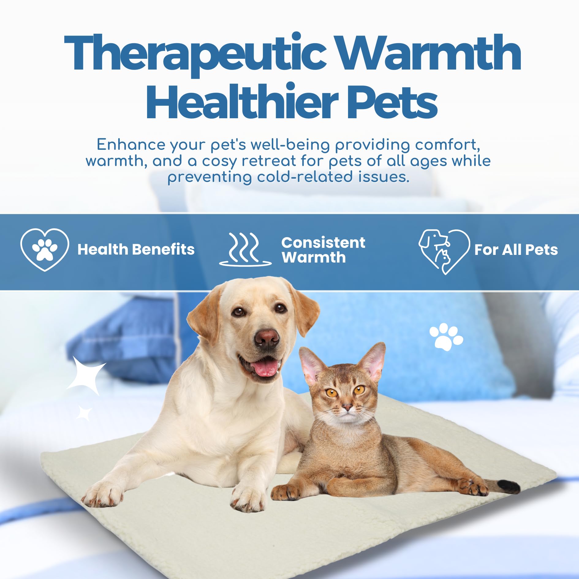Fur & Bone Heated Cat Bed | Self-Heating Cat Mat, Pad - Removable Cover, Self-Warming Thermal Blanket