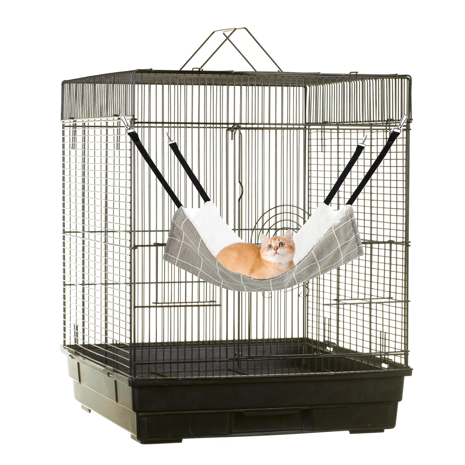 BLMHTWO 2PCS Cat Hammock Bed, Reversible Pet Cage Cat Hanging Bed Soft Plush Hanging Hammock for Kitten, Ferret, Rabbit, Chinchilla, Guinea Pig (Gray, Blue)