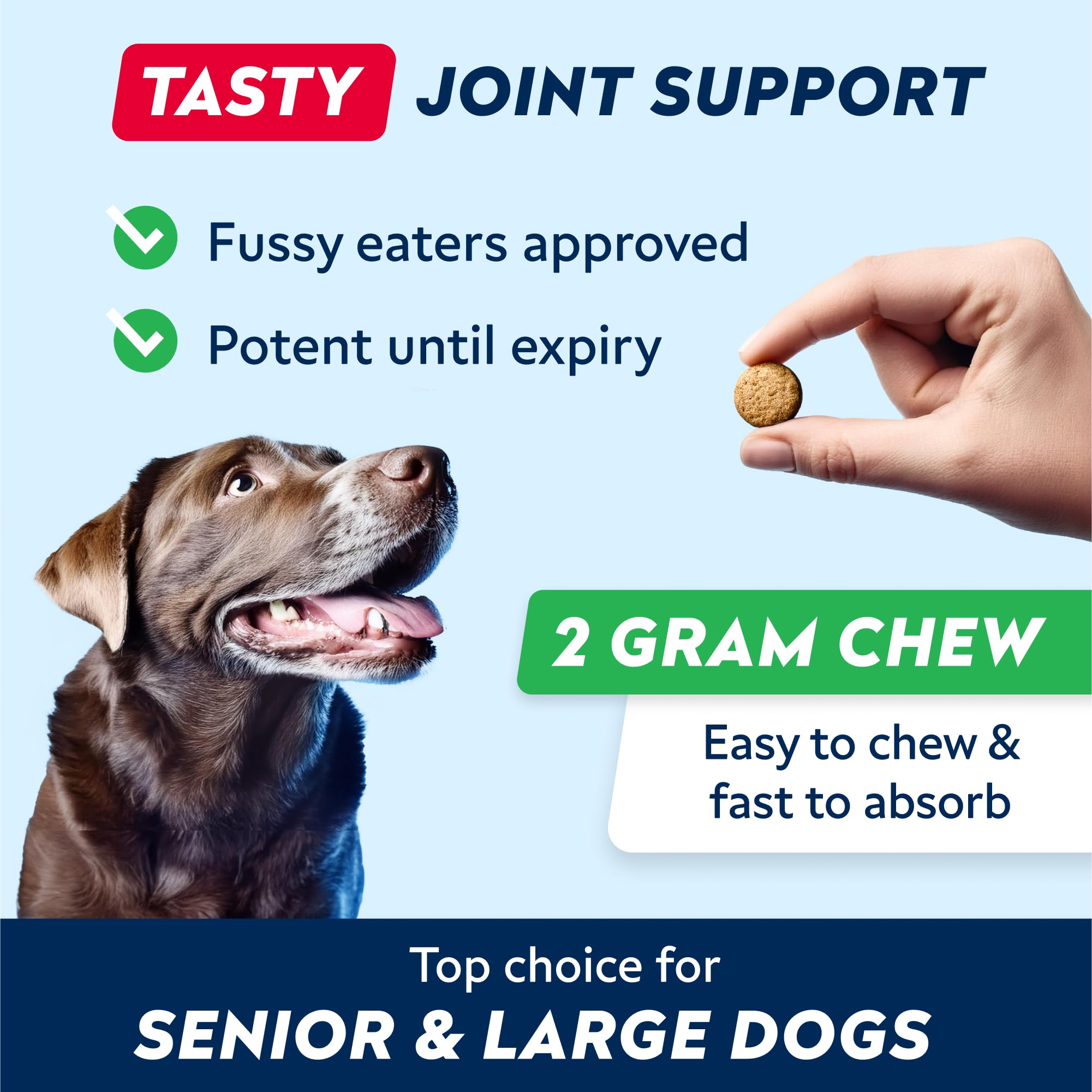 STRELLALAB – Treats Over Tablets! Advanced Dog Joint Supplement Chews – Hip & Joint Health Care with Glucosamine & Chondroitin – Made in UK – Senior & Adult - 120 Count