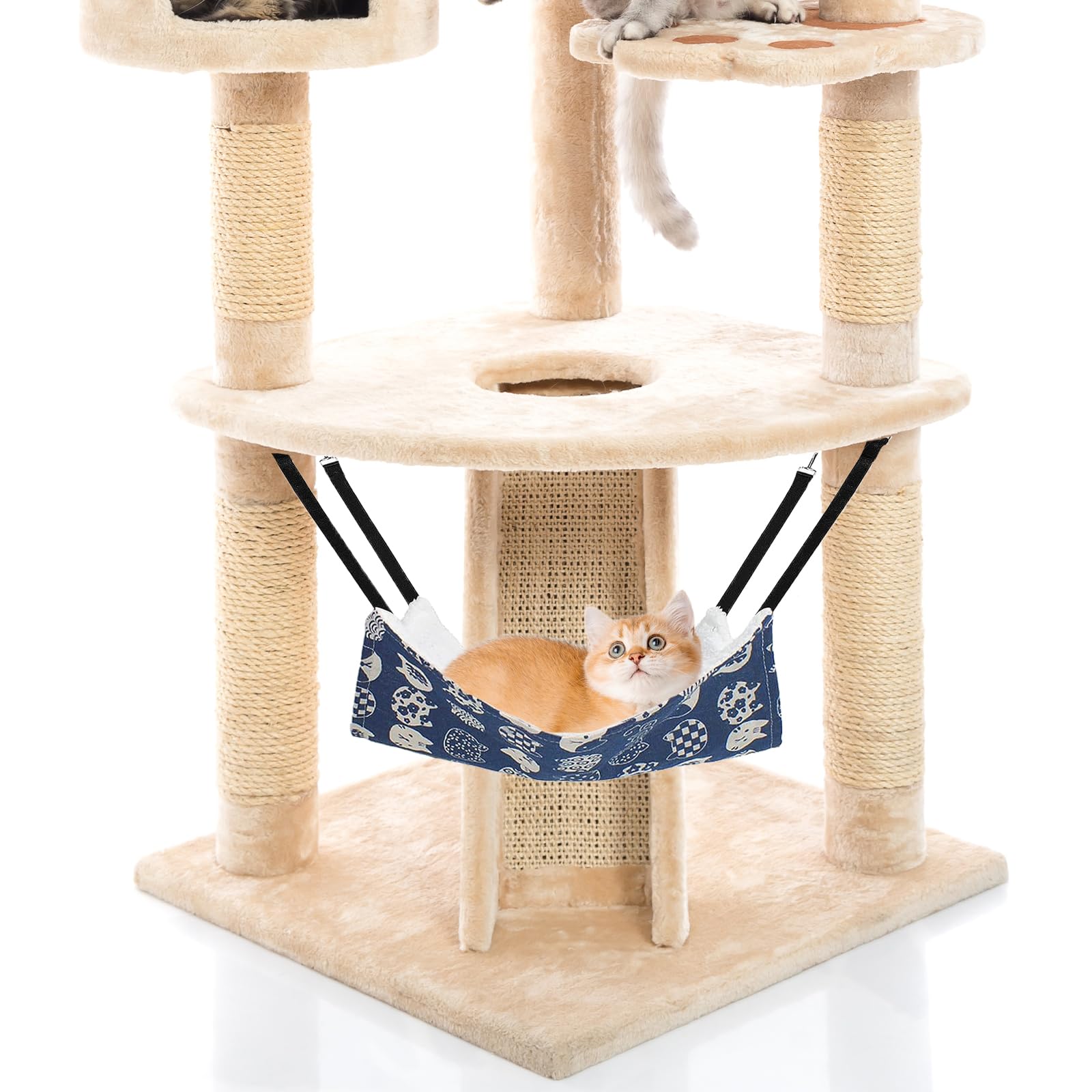 BLMHTWO 2PCS Cat Hammock Bed, Reversible Pet Cage Cat Hanging Bed Soft Plush Hanging Hammock for Kitten, Ferret, Rabbit, Chinchilla, Guinea Pig (Gray, Blue)
