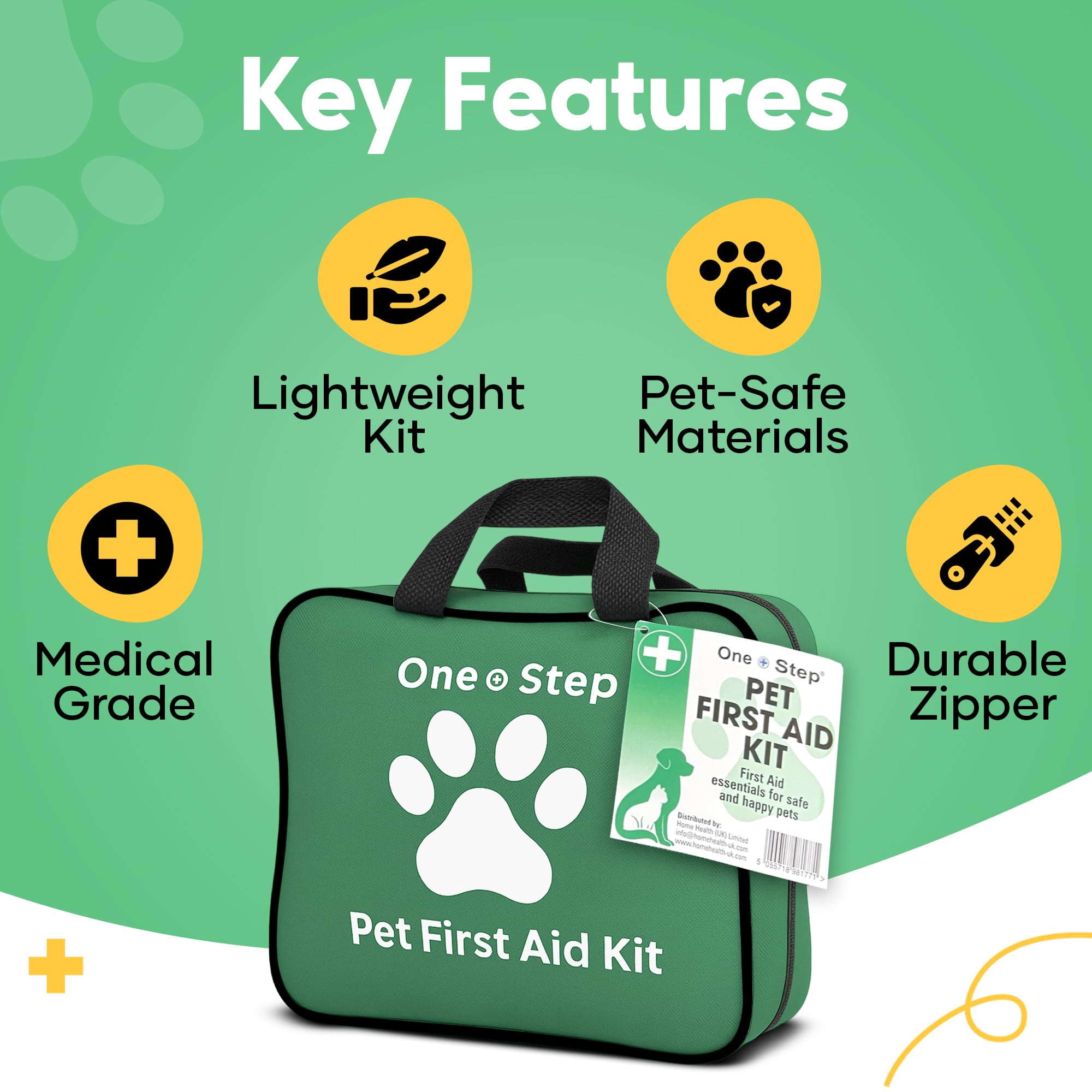 One Step Pet First Aid Kit, Includes Over 80+ Premium Items, Tick Remover, Syringe, Vet Wrap, Bandages, Wipes, Travel Sized First Aid for Dogs, Cats and All Other Pets - Pet Supplies