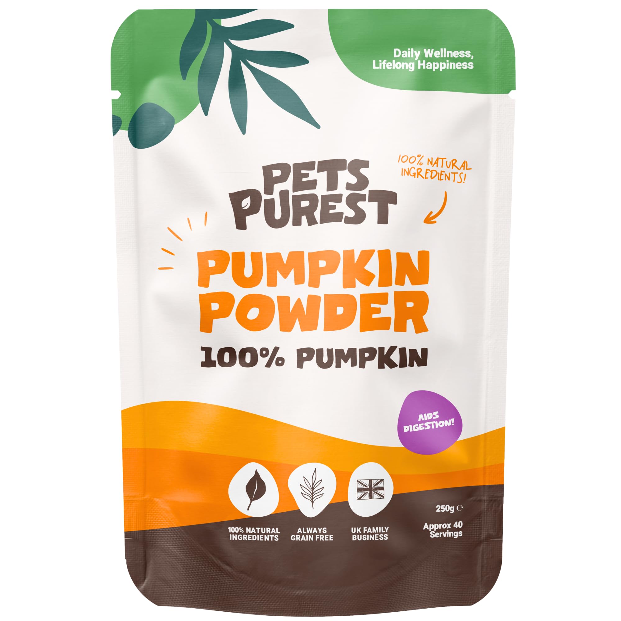 Pets Purest Pumpkin Powder for Dogs - 250g 100% Pure Pumpkin Powder Dog Food Topper, Naturally Rich in Prebiotics & Fibre for Dogs Gut Health & Healthy Stools